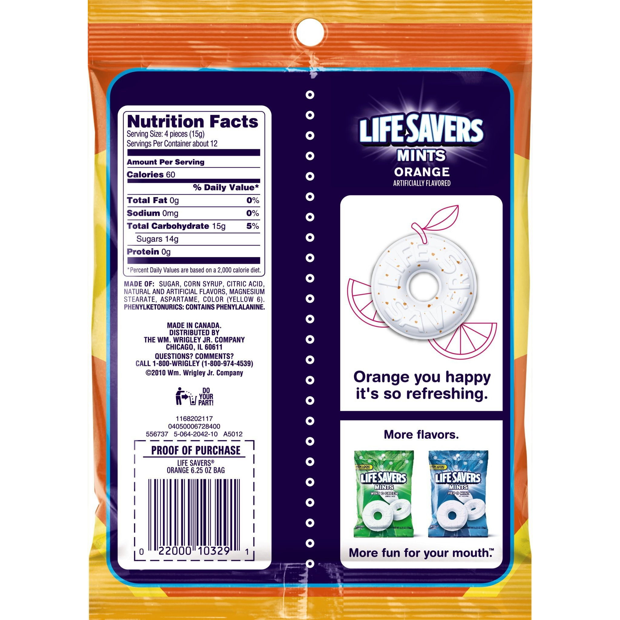 Life Savers Orange Mints Hard Candy Bag, 6.25 Ounce (Pack Of 12)