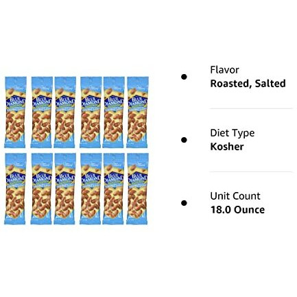 Blue Diamond Almonds, 1.5Oz Tubes, Roasted Salted, 12 Ea