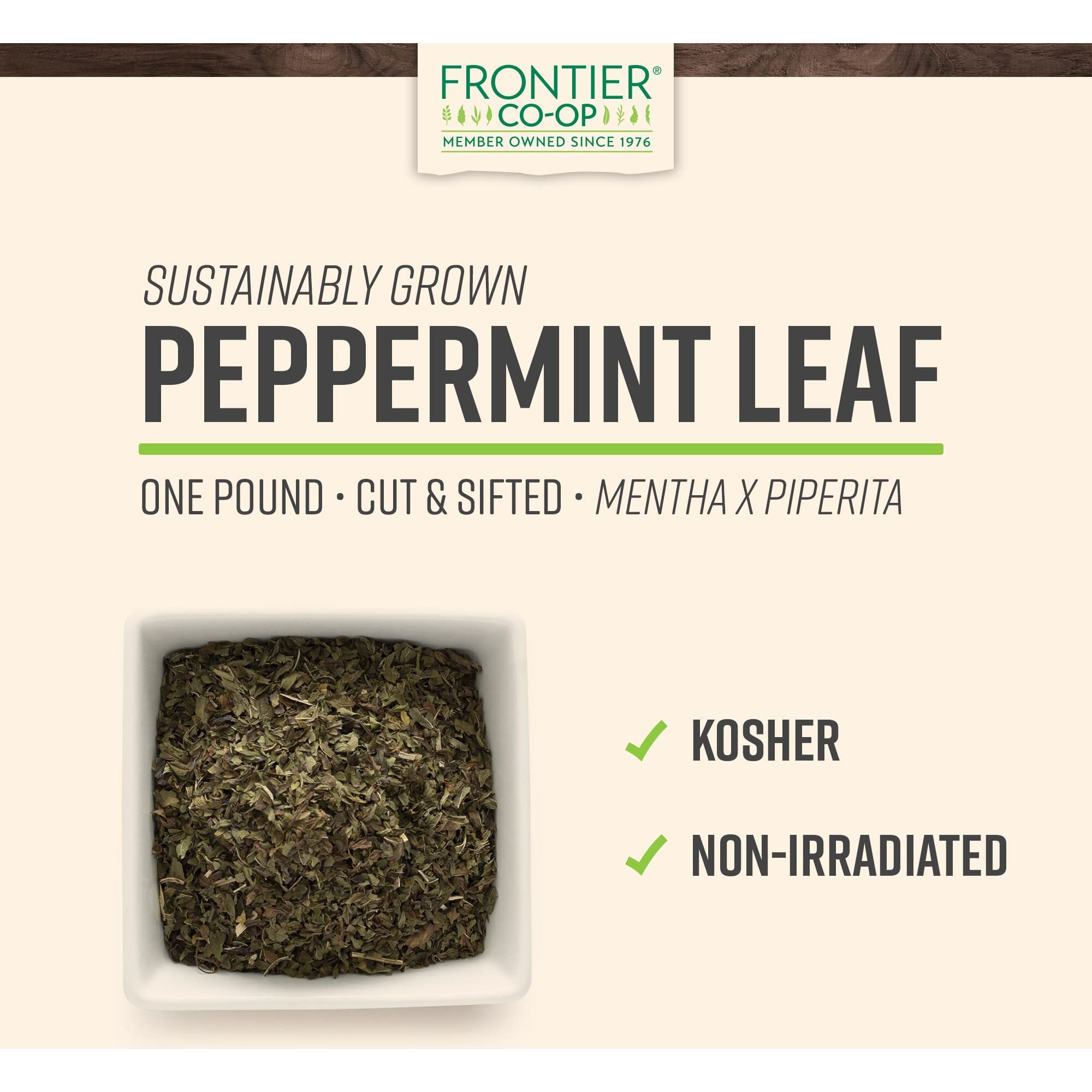 Frontier Co-Op Bulk Peppermint Leaf, 1 Pound, Cut, Sifted Peppermint For Tea & Cooking, Cool, Refreshing Scent