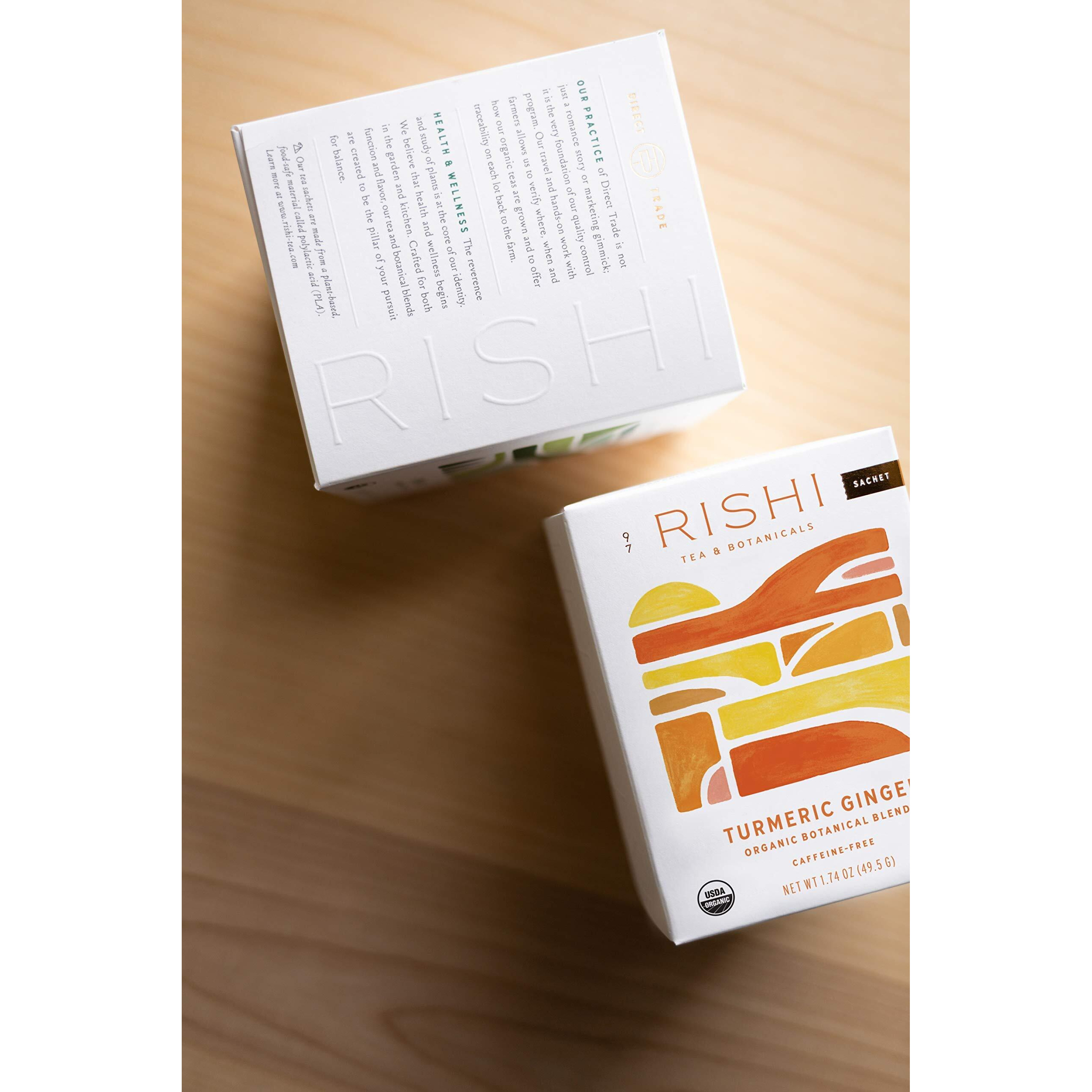 Rishi Tea Turmeric Ginger Herbal Tea | Immune Support, Organic, Caffeine-Free, Ayurvedic, Energy-Boosting | Citrus Flavors For Taste | 15 Sachet Bags, 1.75 Oz (Pack Of 2)