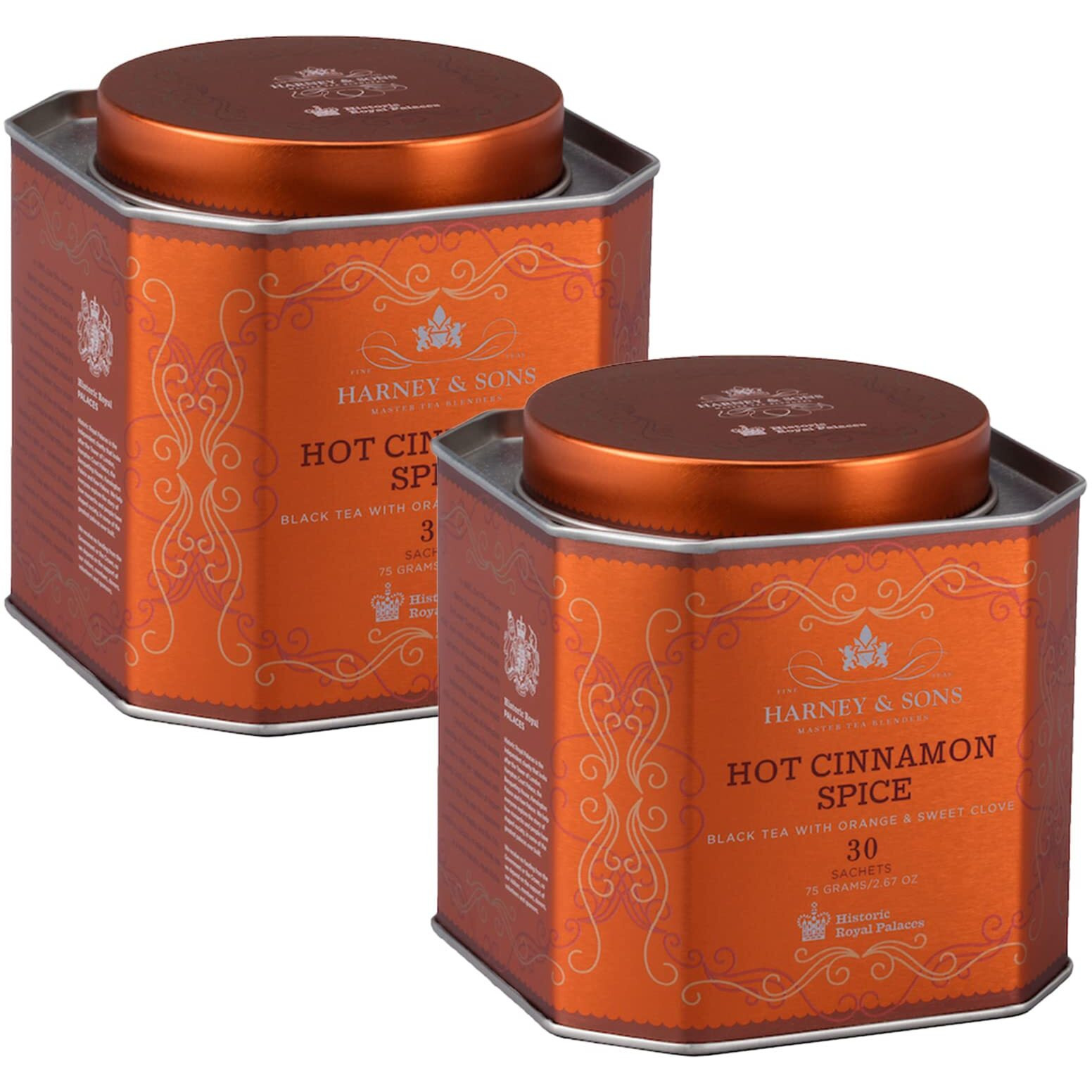 Harney & Sons Hot Cinnamon Spice Tea - 30 Tea Sachets (Pack Of 2) - Black Tea With Oranges & Sweet Cloves