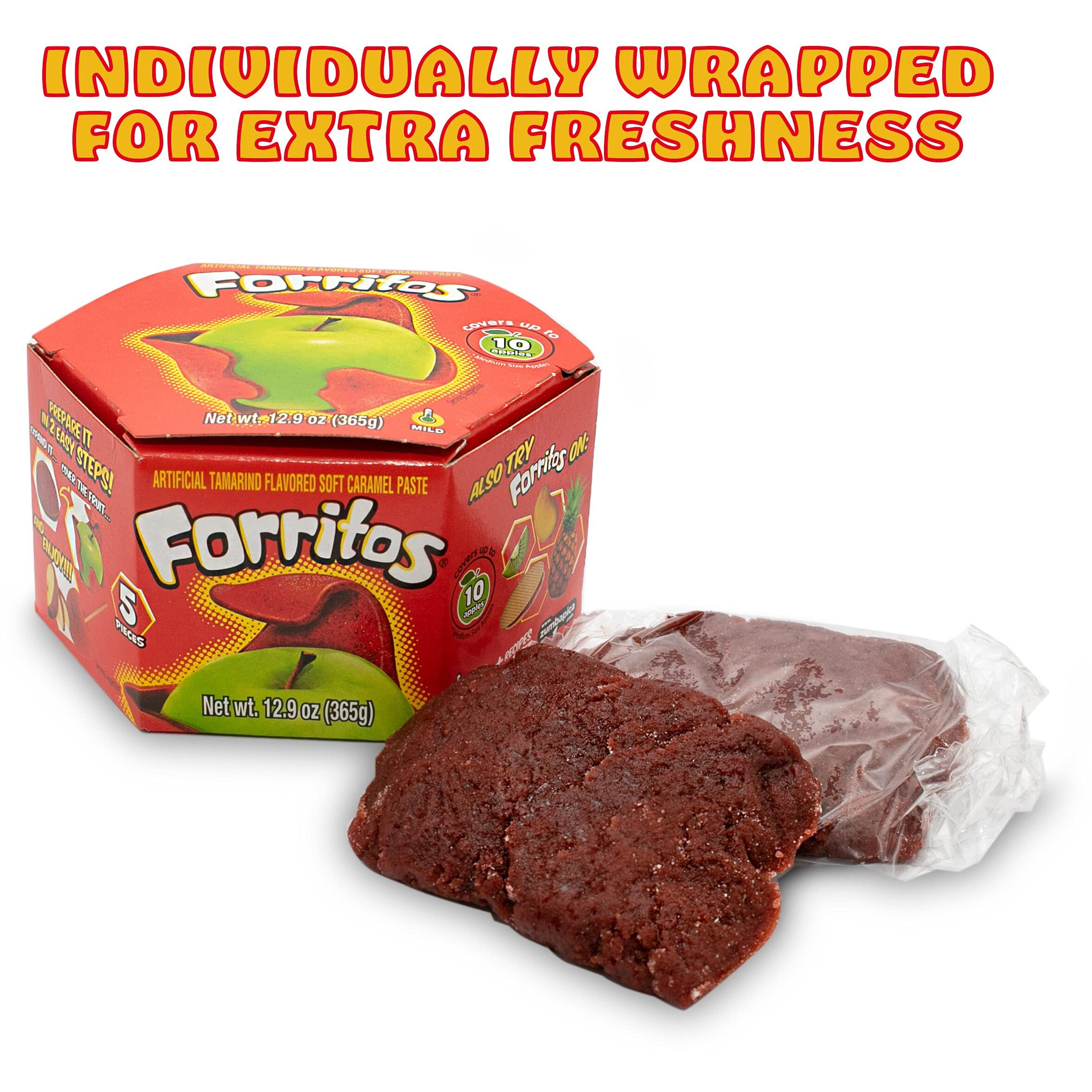 Zumba Pica Forritos - Tamarind Flavor Soft Caramel Paste For Apples - Tamarind Paste To Cover Apples - Tamarindo Mexican Candy - Caramel Apple Wraps - Forritos Tamarindo Para Manzanas (5 Count)