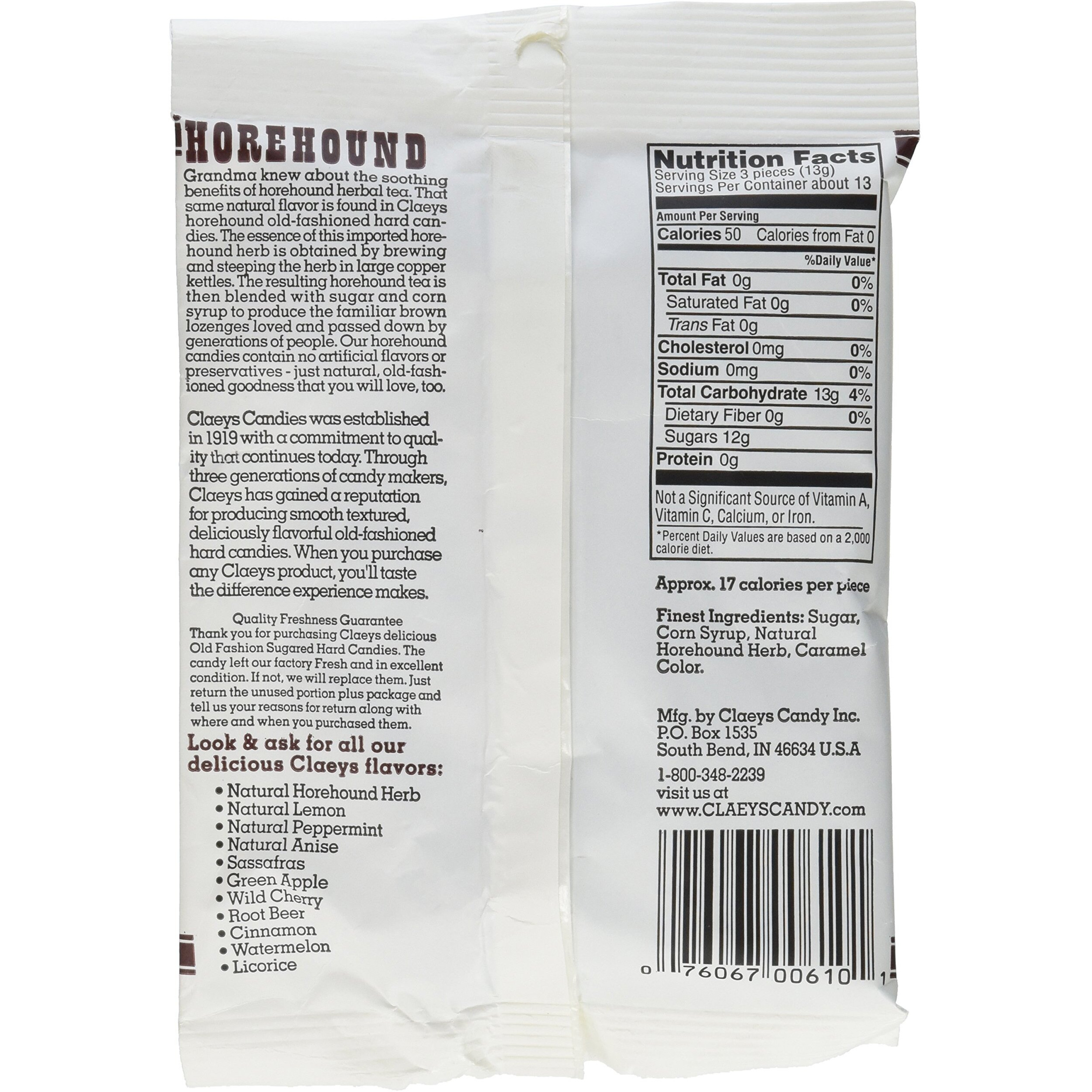 Claeys Old Fashioned Horehound Hard Candy 6 Oz.