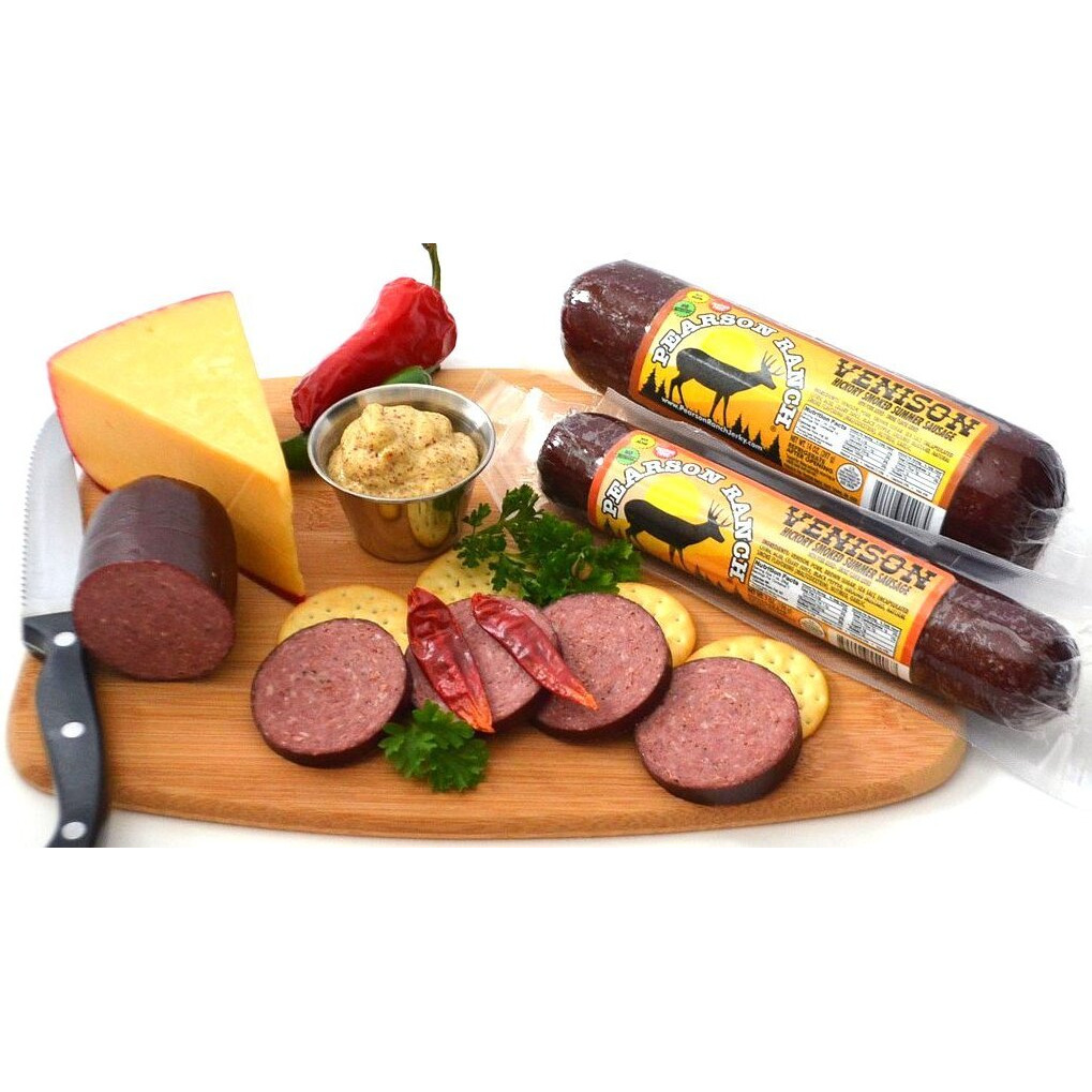 Pearson Ranch Since 1959 Game Meat Summer Sausage Variety Pack Of 3 Elk, Buffalo, Venison, Exotic Meat, Summer Sausage Pack, Gluten-Free, Msg-Free