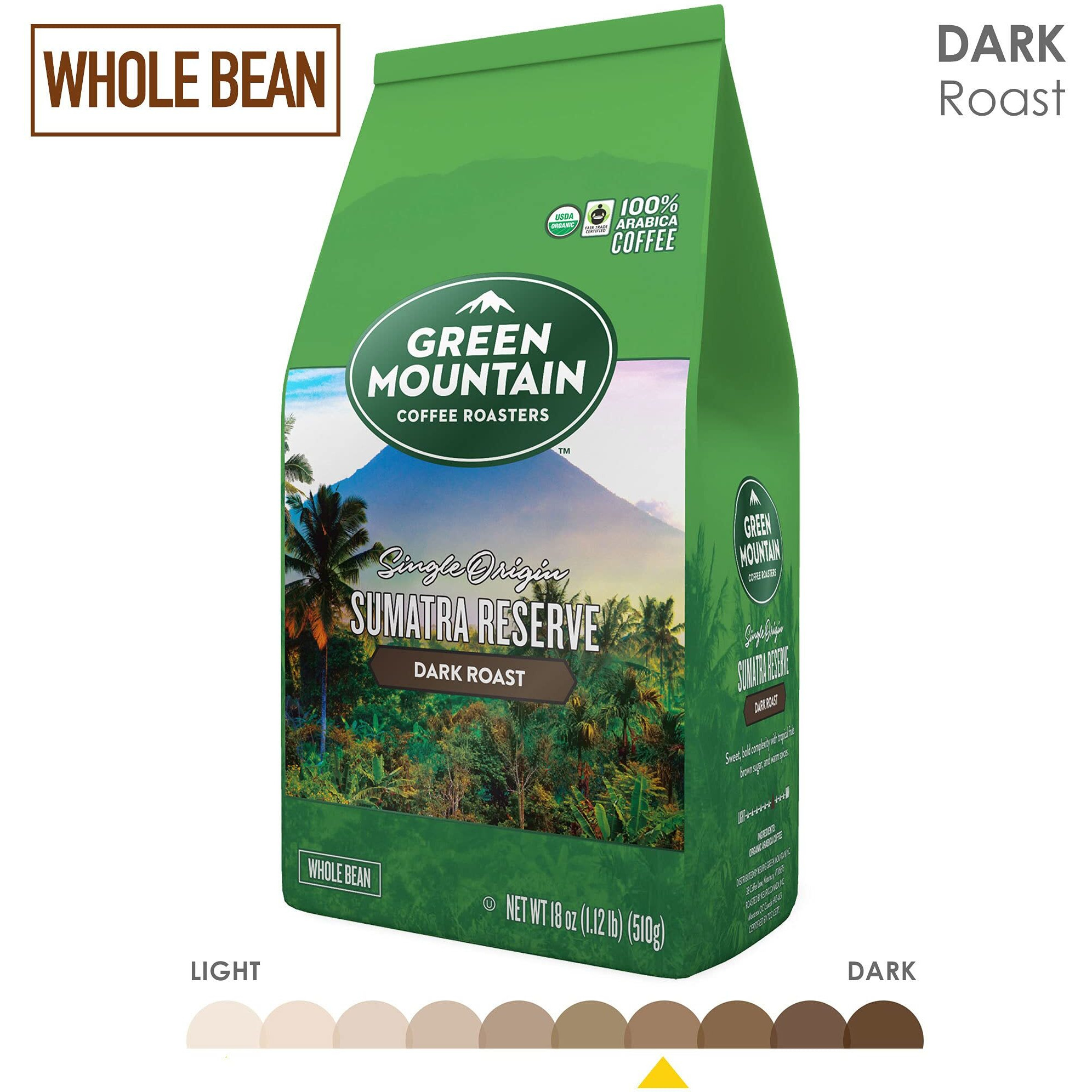 Green Mountain Coffee Roasters Sumatra Reserve, Whole Bean Coffee, Bagged 18 Oz