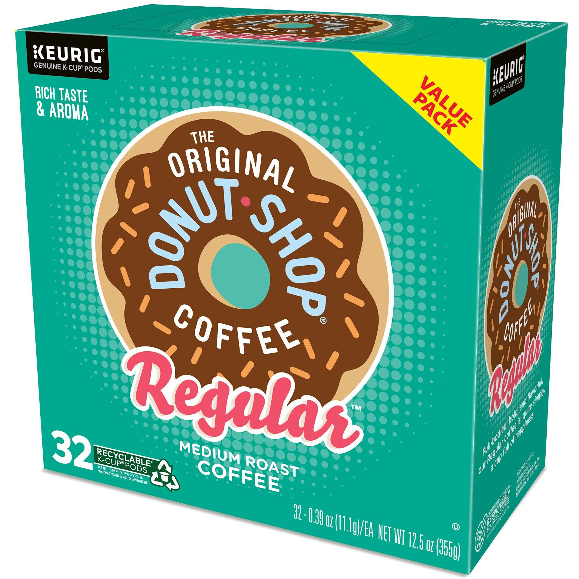 The Original Donut Shop Regular, Single-Serve Keurig K-Cup Pods, Medium Roast Coffee Pods, 32 Count