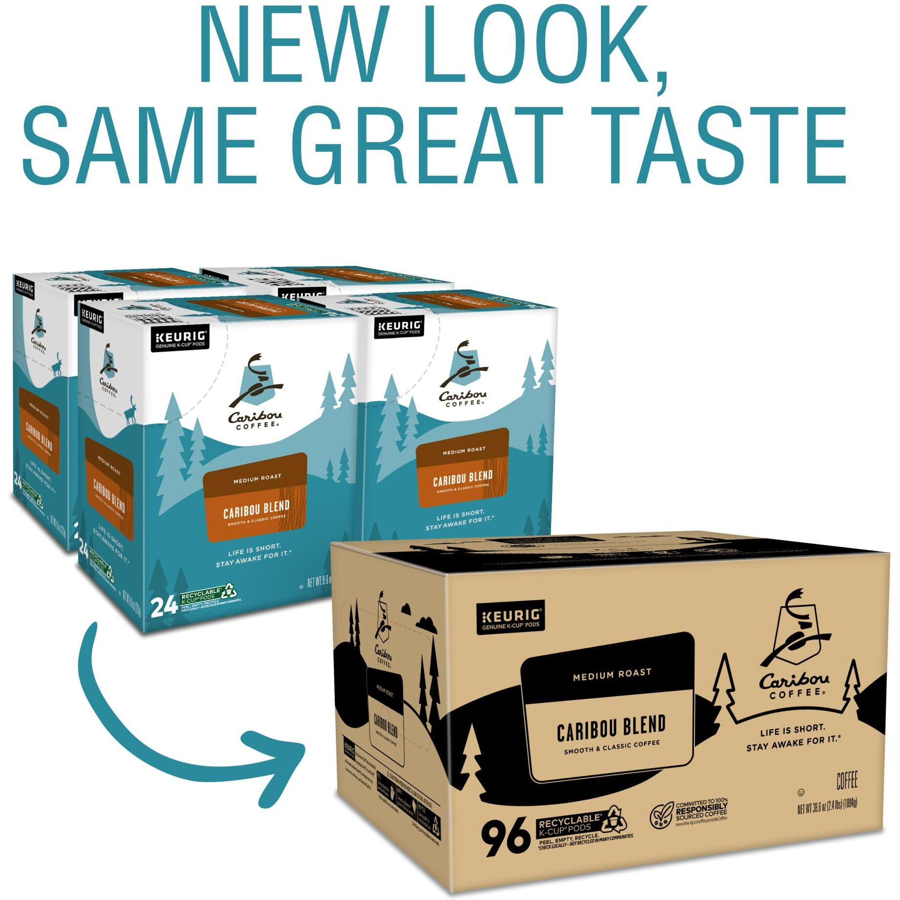 Caribou Coffee Caribou Blend Keurig Single-Serve K-Cup Pod, Medium Roast Coffee, 96 Count