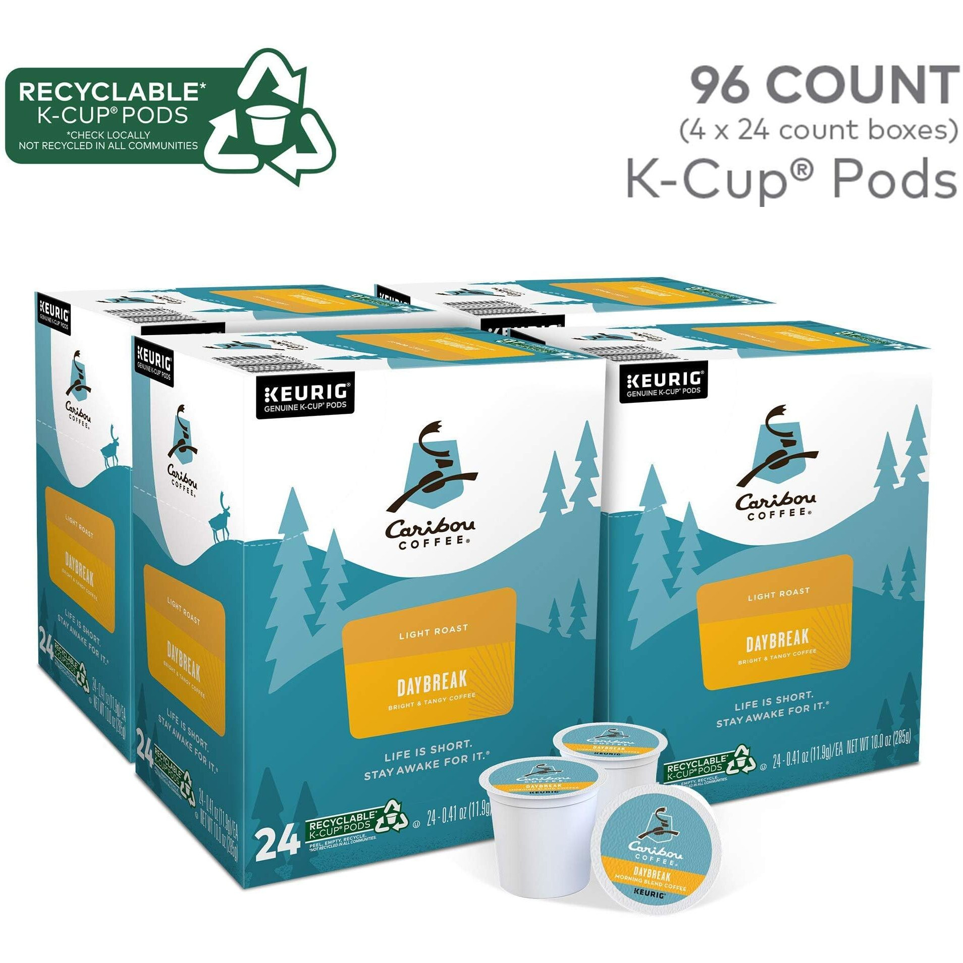 Caribou Coffee Daybreak Morning Blend, Keurig Single-Serve K-Cup Pods, Light Roast, 96 Count (4 Packs Of 24)