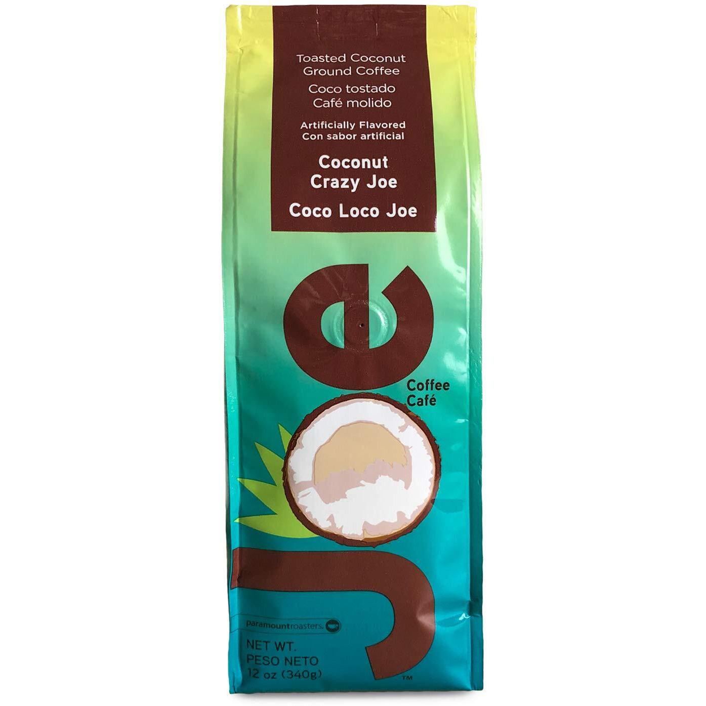 Joe Knows Coffee Coconut Crazy Joe, 12 Oz, 1-12Oz Bag, Medium Roast