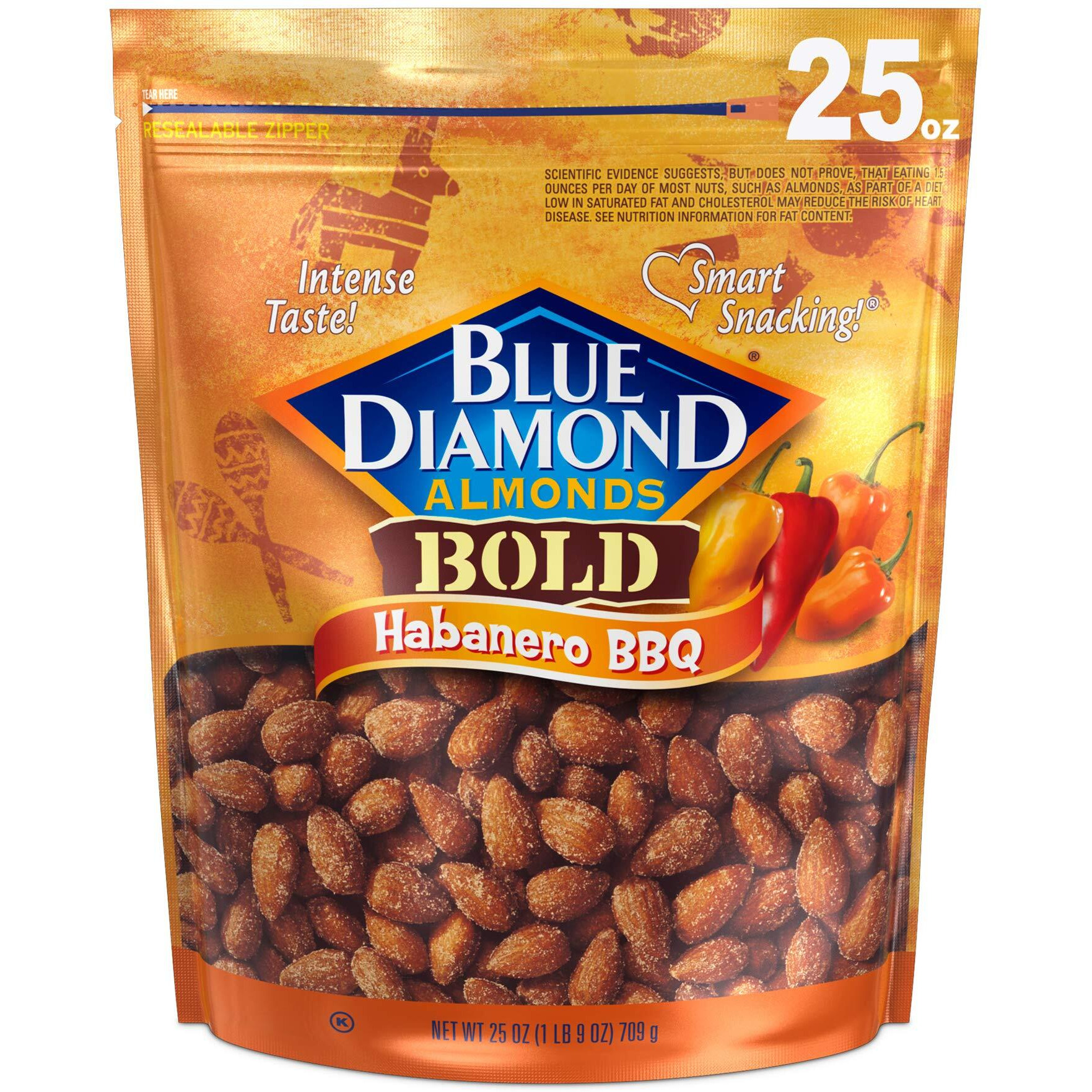 Blue Diamond Almonds Habanero Bbq Flavored Snack Nuts, 25 Oz Resealable Bag (Pack Of 1)