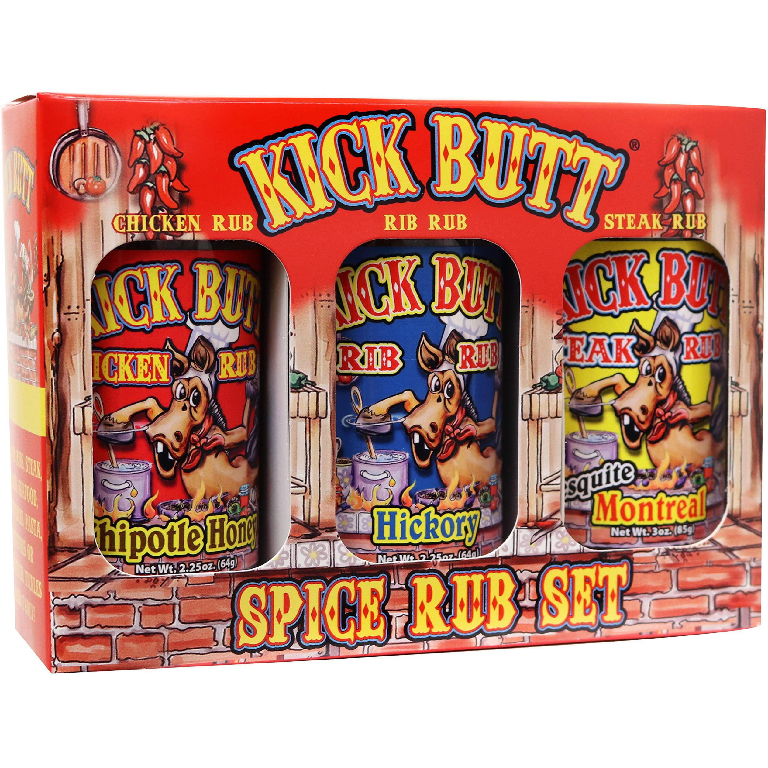 Kick Butt Spice Rub Gift Set Seasoning Spice Salt Set - Gourmet Seasoning Rub (7 Oz) - Use On Ribs Chicken Streak (Gift Set)