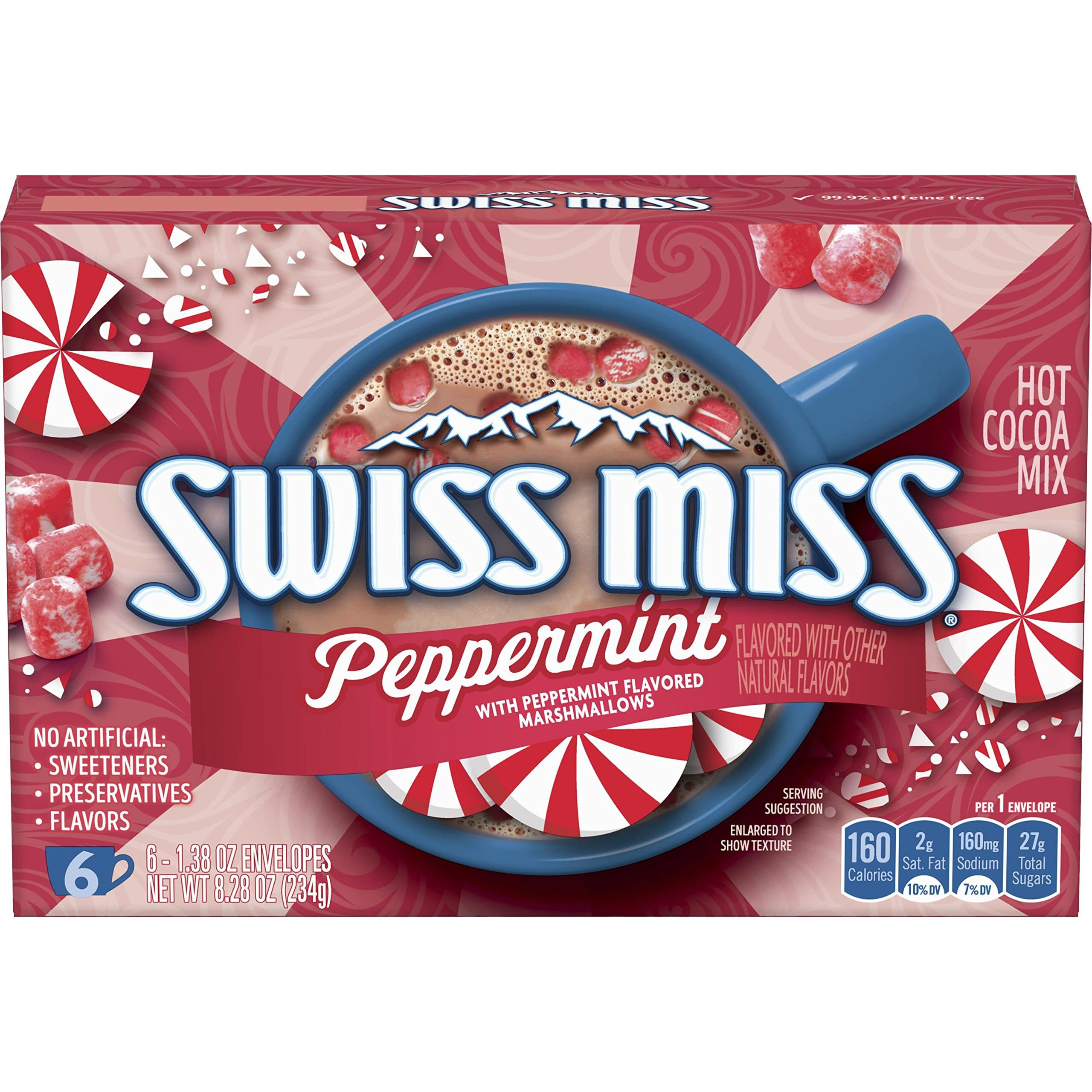 Swiss Miss Peppermint Flavored Hot Cocoa Mix, 6 Count Hot Cocoa Mix Packets
