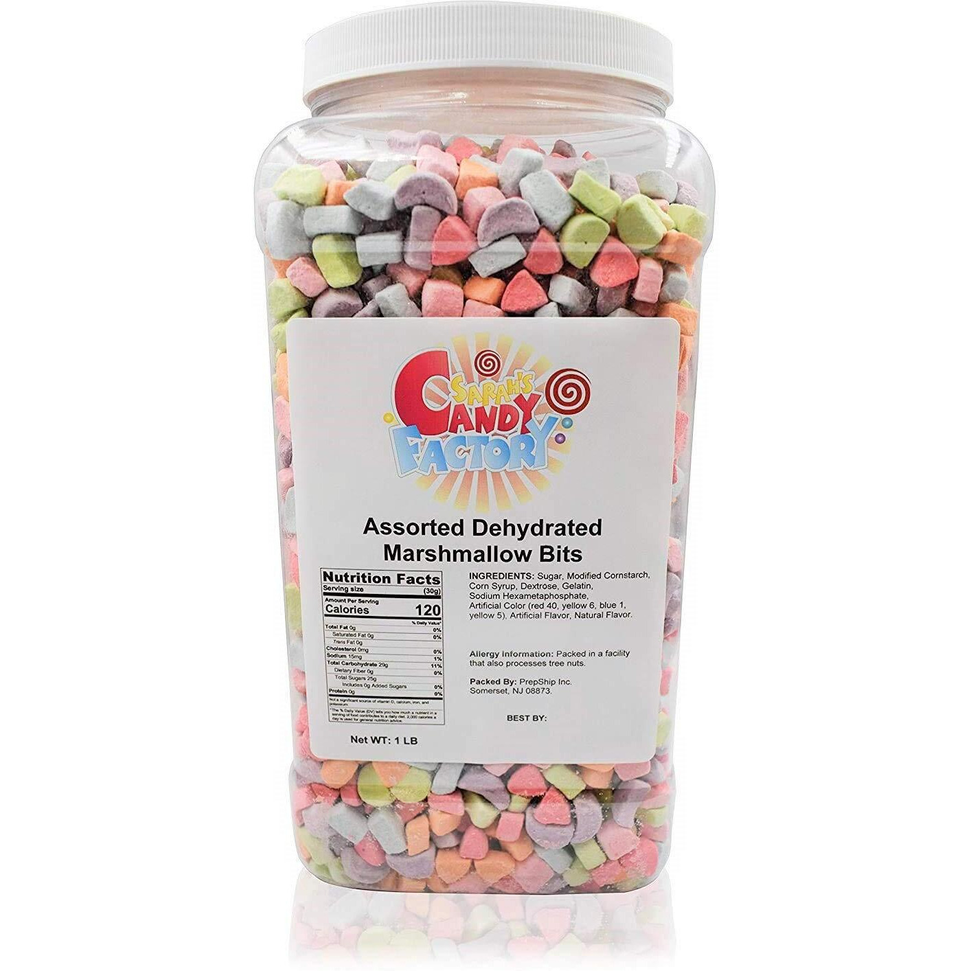 Sarah's Candy Factory Assorted Dehydrated Marshmallow Bits In Jar, 1Lb Pack 1
