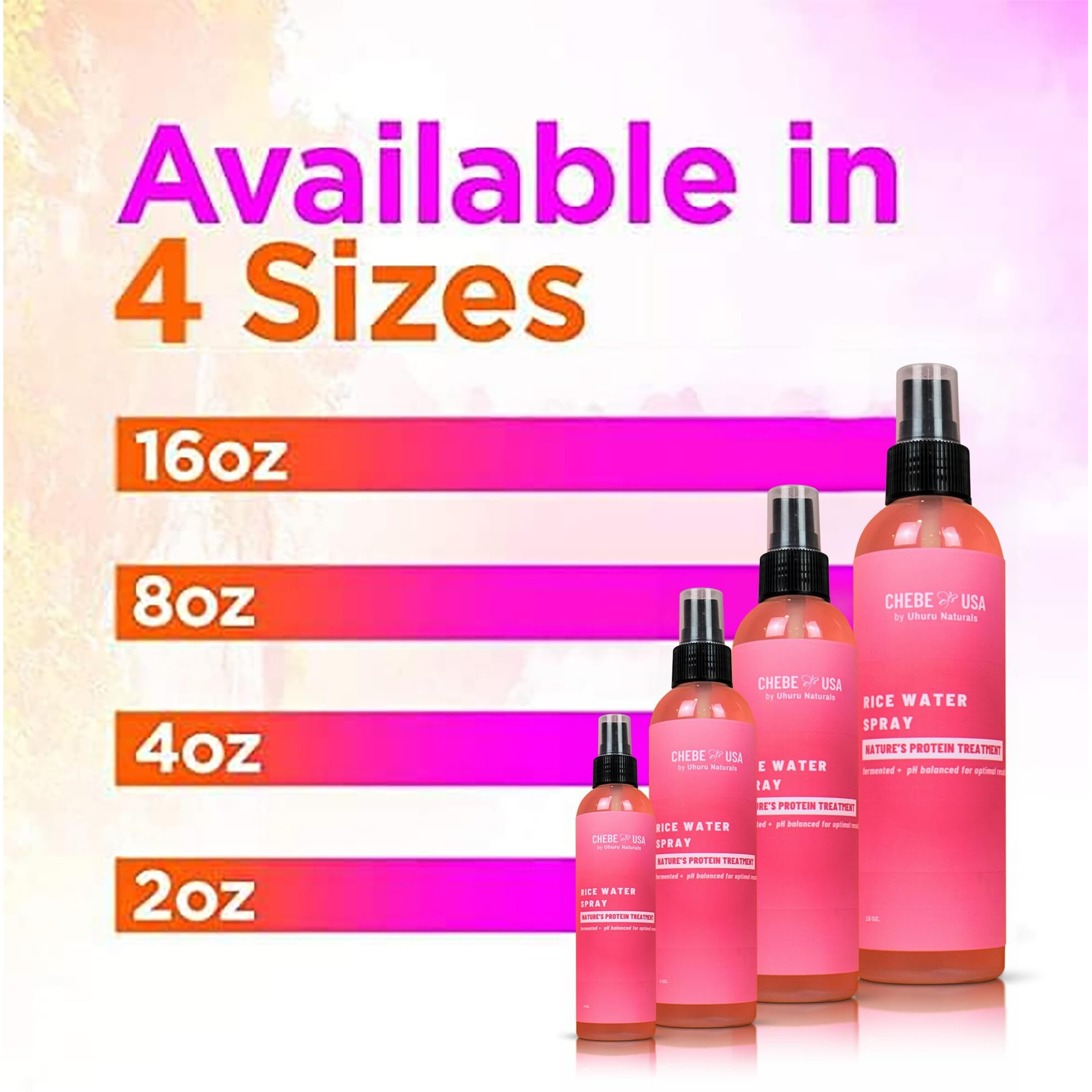 Uhuru Naturals Rice Water Spray - Nature's Protein Treatment (4 Oz) - Ph Balanced - We Have Perfected Our Fermented Rice Water To A Science For An Exact Period Of Time 4 Maximum Benefits