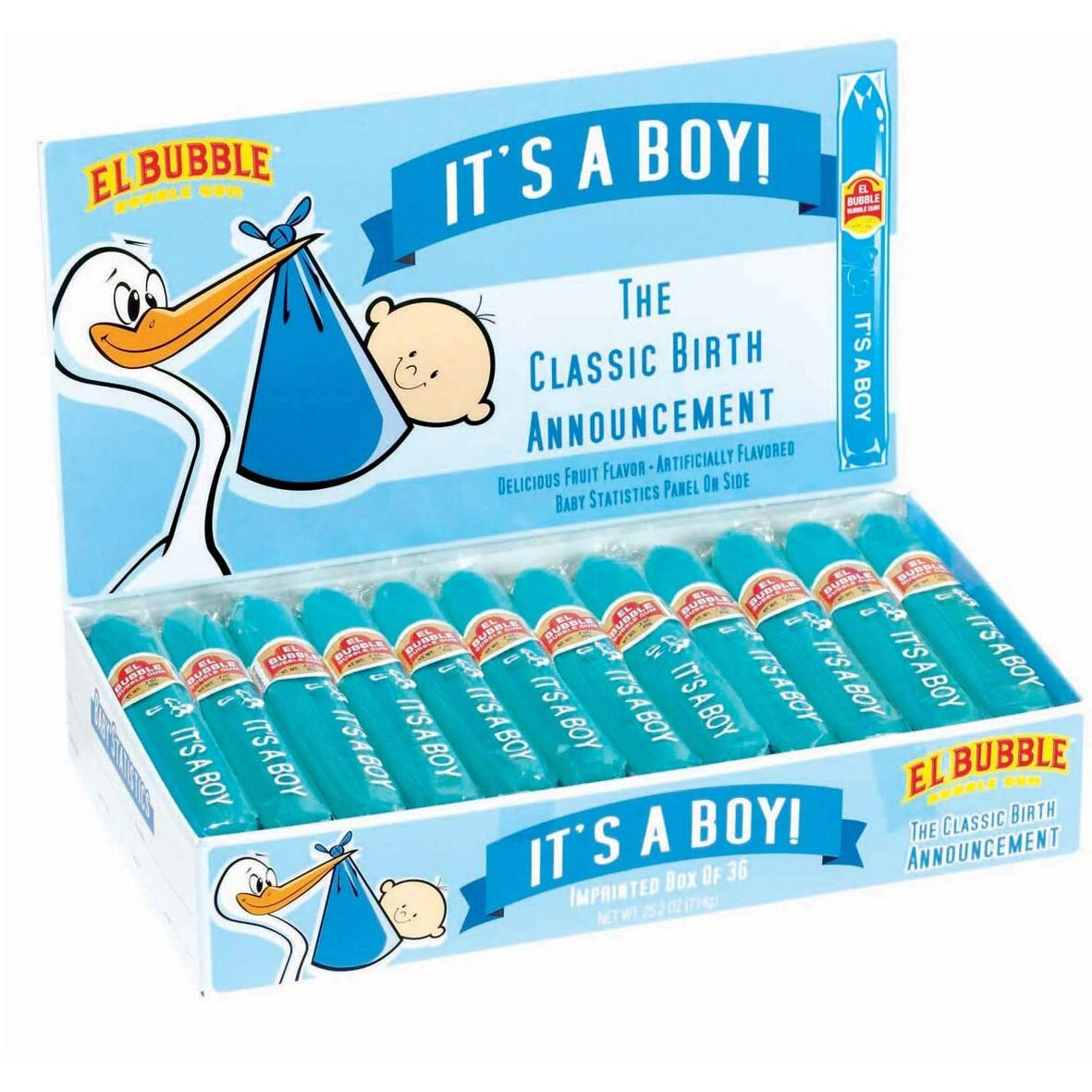 Dubble Bubble It's A Boy Blue Bubble Gum Gender Reveal Cigars (Pack Of 36)