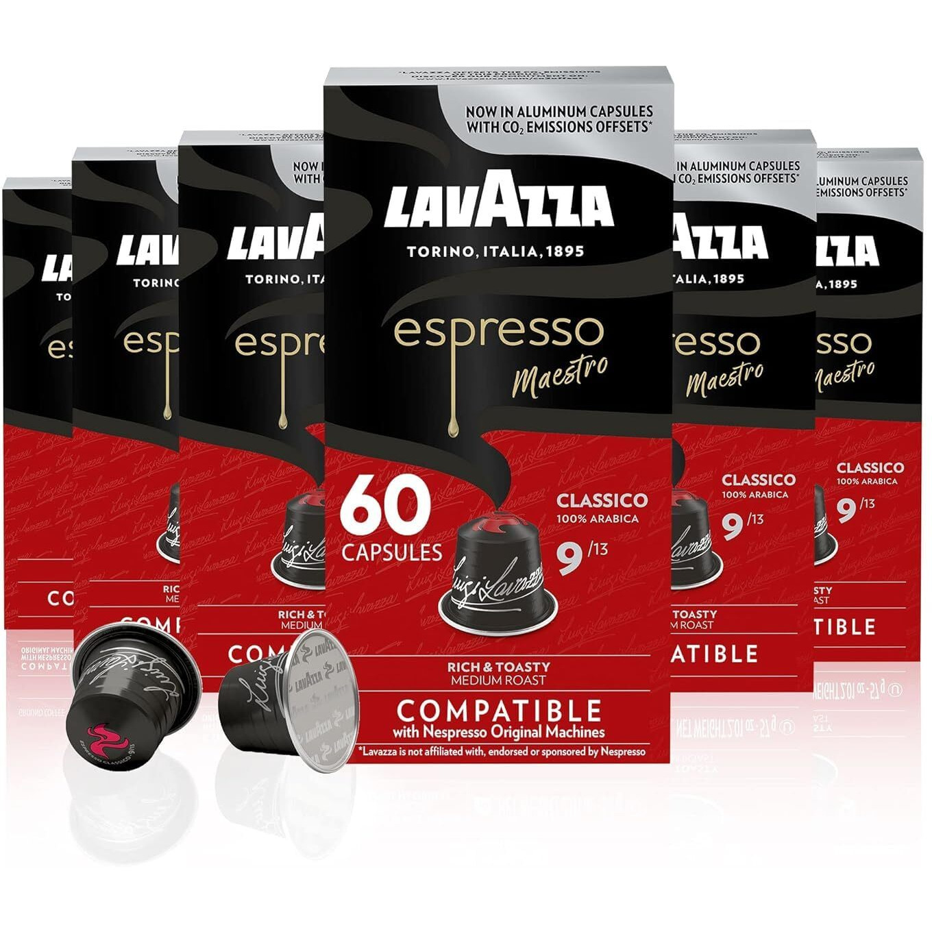 Lavazza Armonico Dark Roast Coffee Capsules Compatible With Nespresso Original Machines ,Value Pack, Blended And Roasted In Italy, With Full Bodied Flavor And Notes, 10 Count (Pack Of 6)