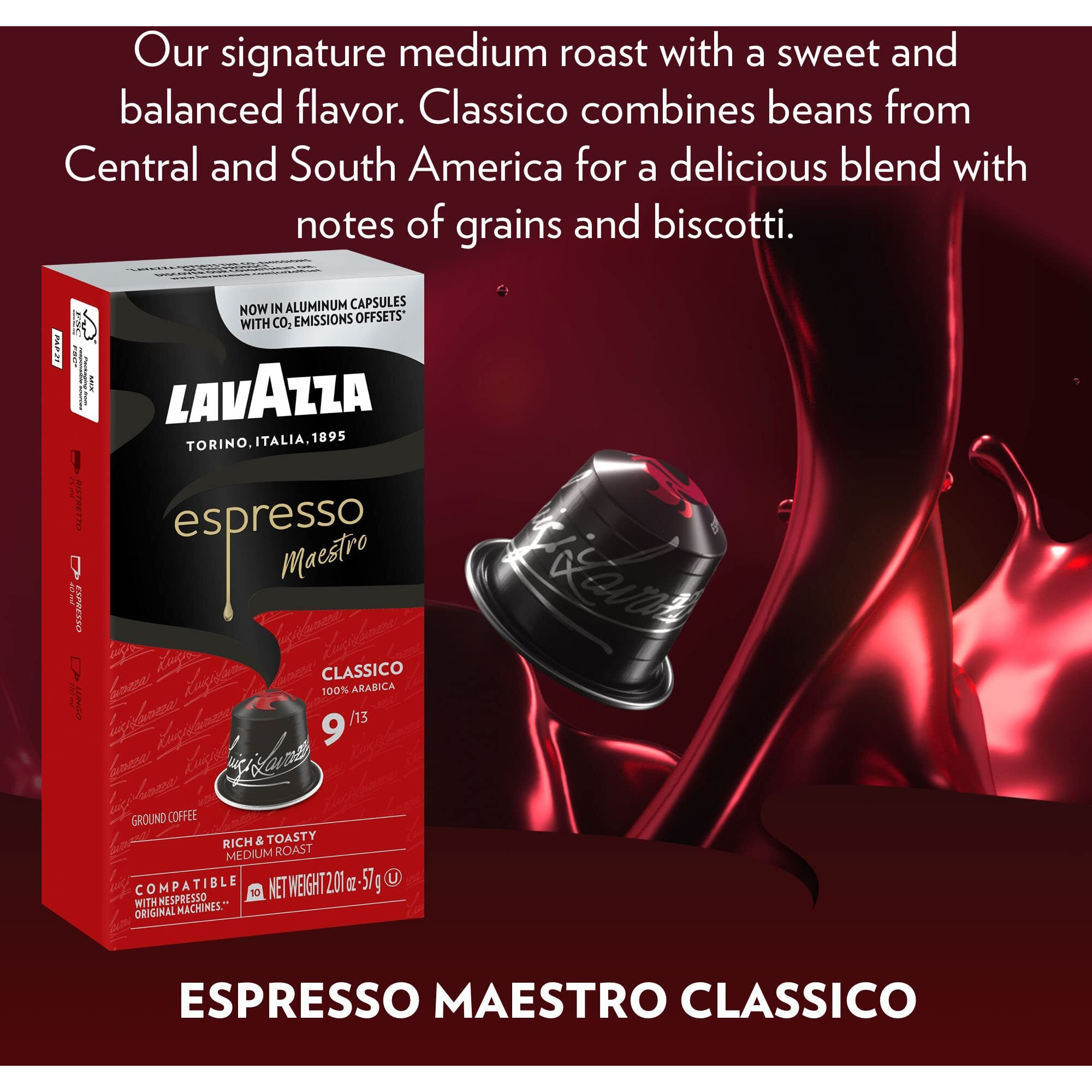 Lavazza Armonico Dark Roast Coffee Capsules Compatible With Nespresso Original Machines ,Value Pack, Blended And Roasted In Italy, With Full Bodied Flavor And Notes, 10 Count (Pack Of 6)
