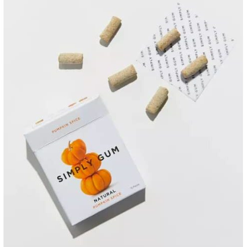 Simply Gum | Pumpkin Spice | Pack Of Six (90 Pieces Total) | Synthetic Free + Aspartame Free + Non Gmo