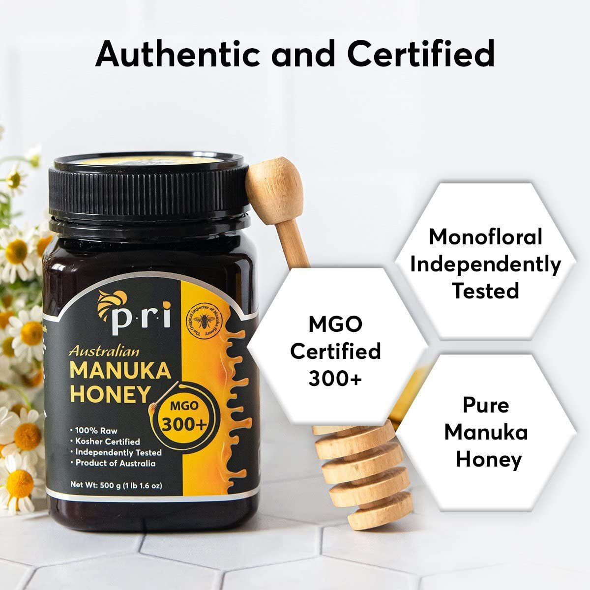 Pri Manuka Honey, Mgo 300+, 1.1Lb Australian Raw Manuka Honey (500G)