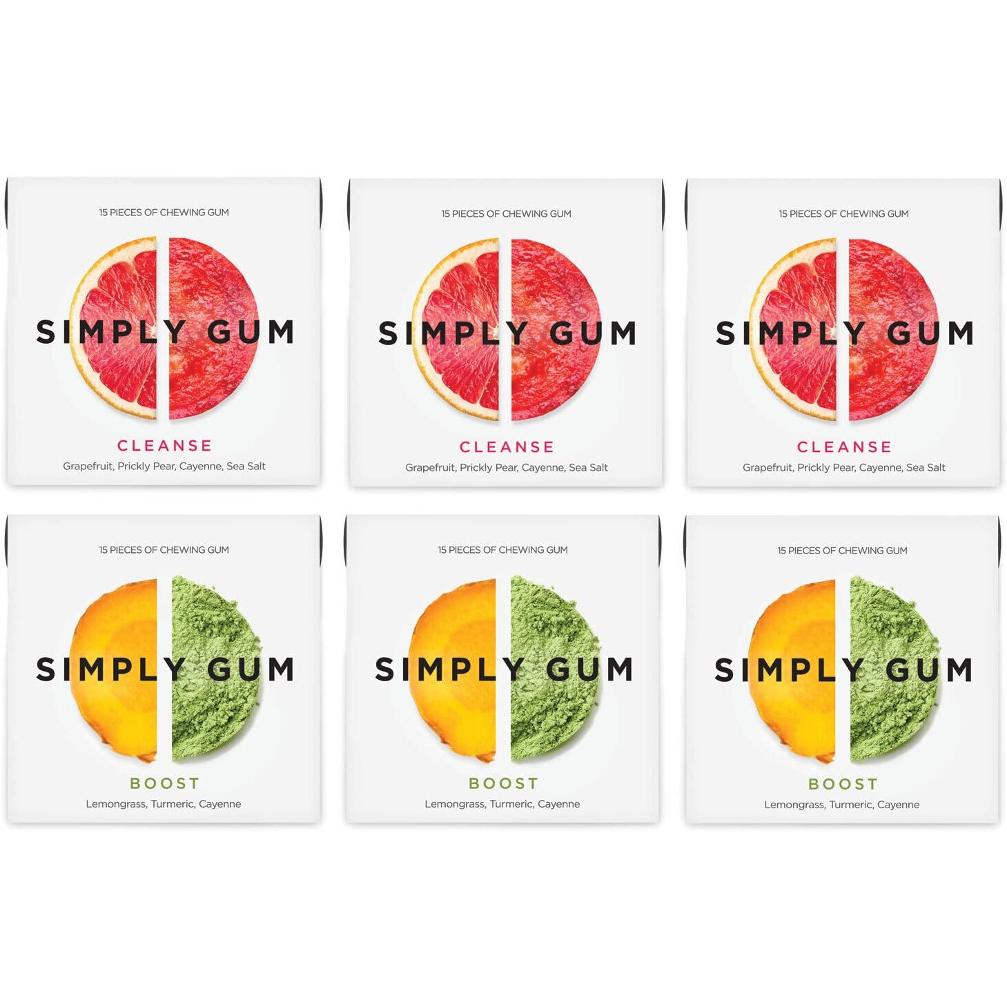 Simply Gum Natural Chewing Gum (15 Count (Pack Of 6), Variety)