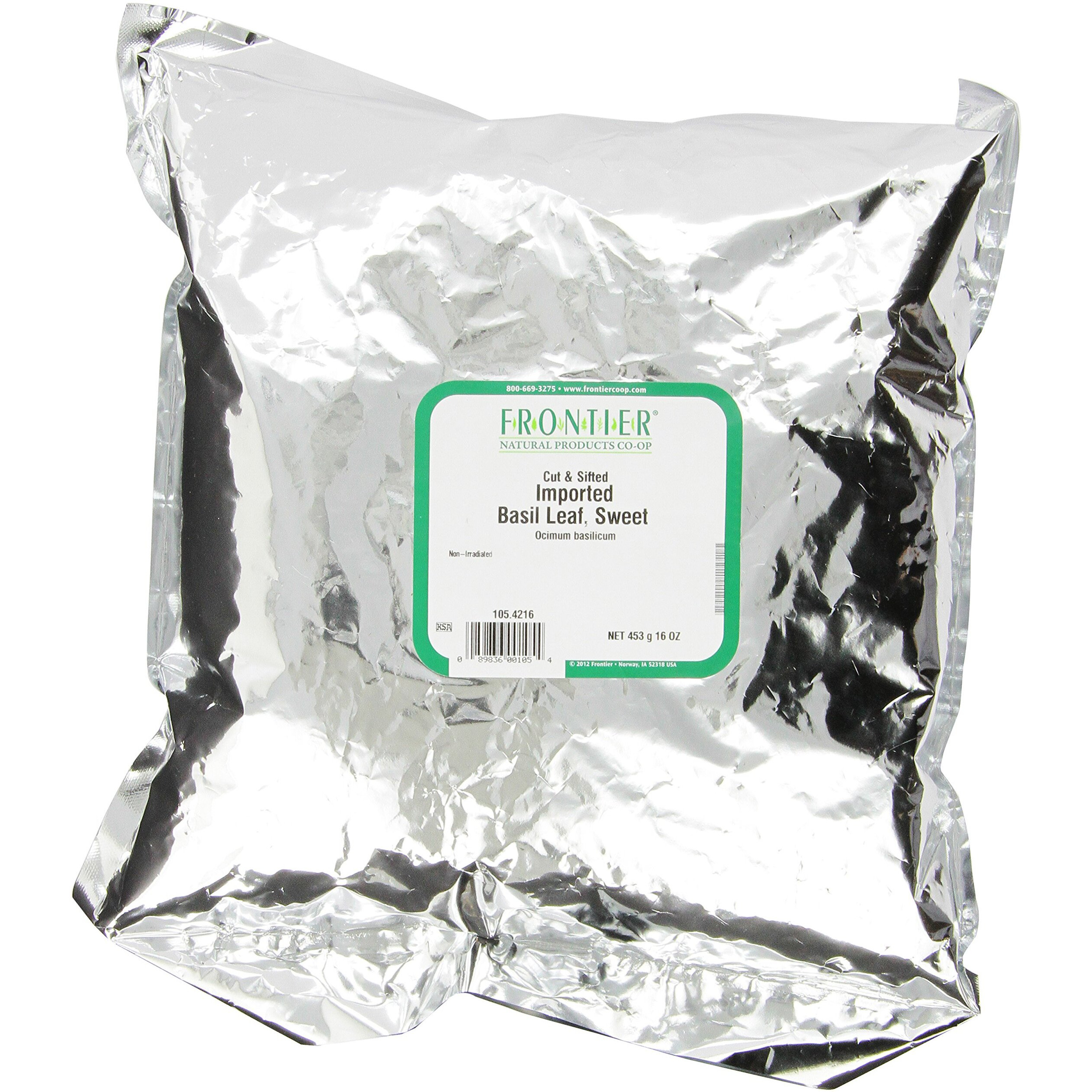 Frontier Co-Op Sweet Basil Leaf, 1-Pound Bulk, Popular On Pizza & Diy Body Care As An Essential Oil, Kosher