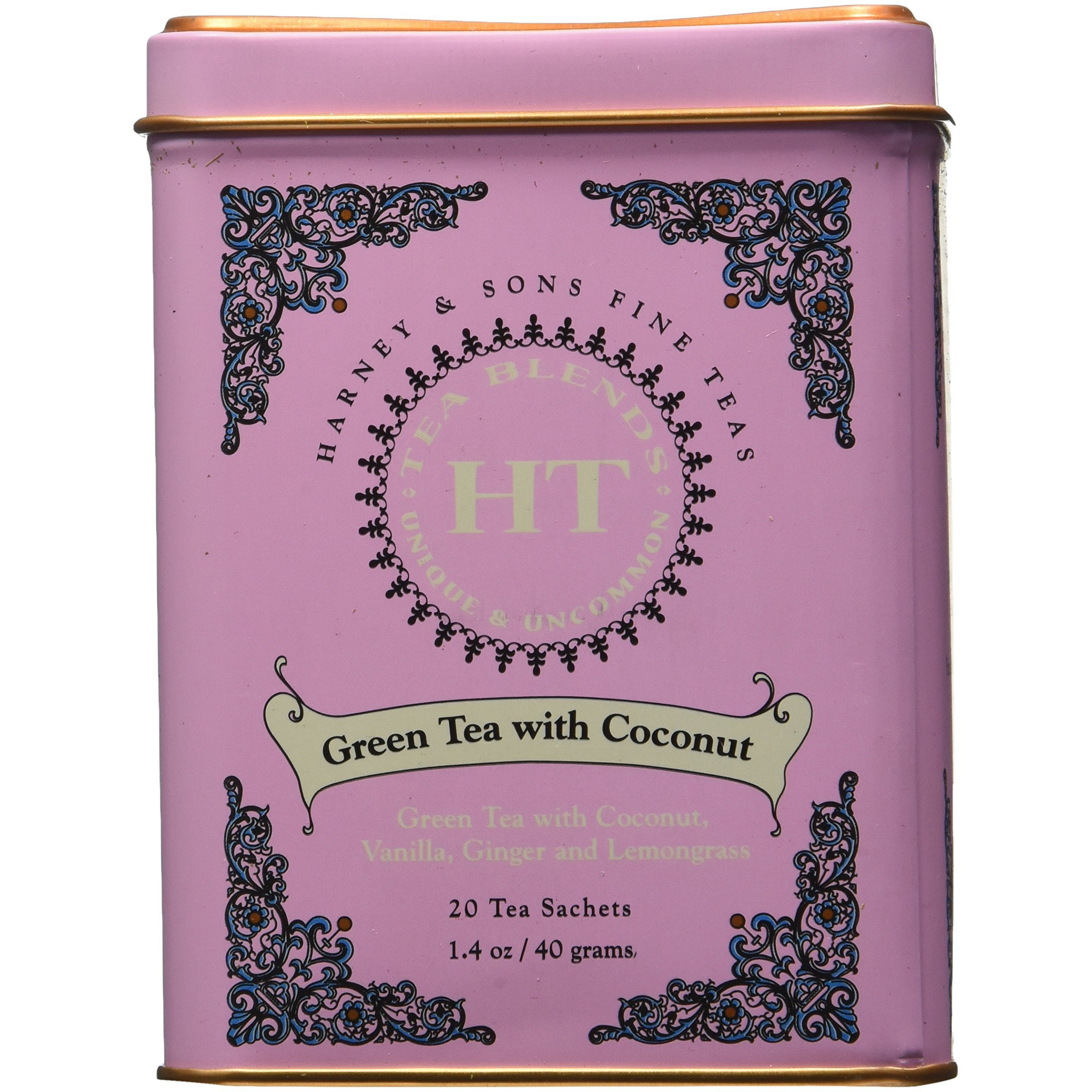 Harney And Sons Fine Teas, Green Tea With Coconut, 20 Sachets (Pack Of 3)