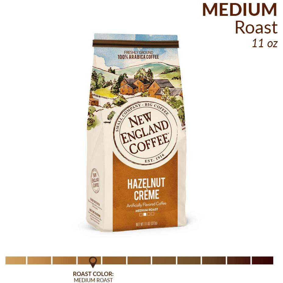 New England Coffee Hazelnut Crme Medium Roast Ground Coffee, 11Oz Bag (Pack Of 3)