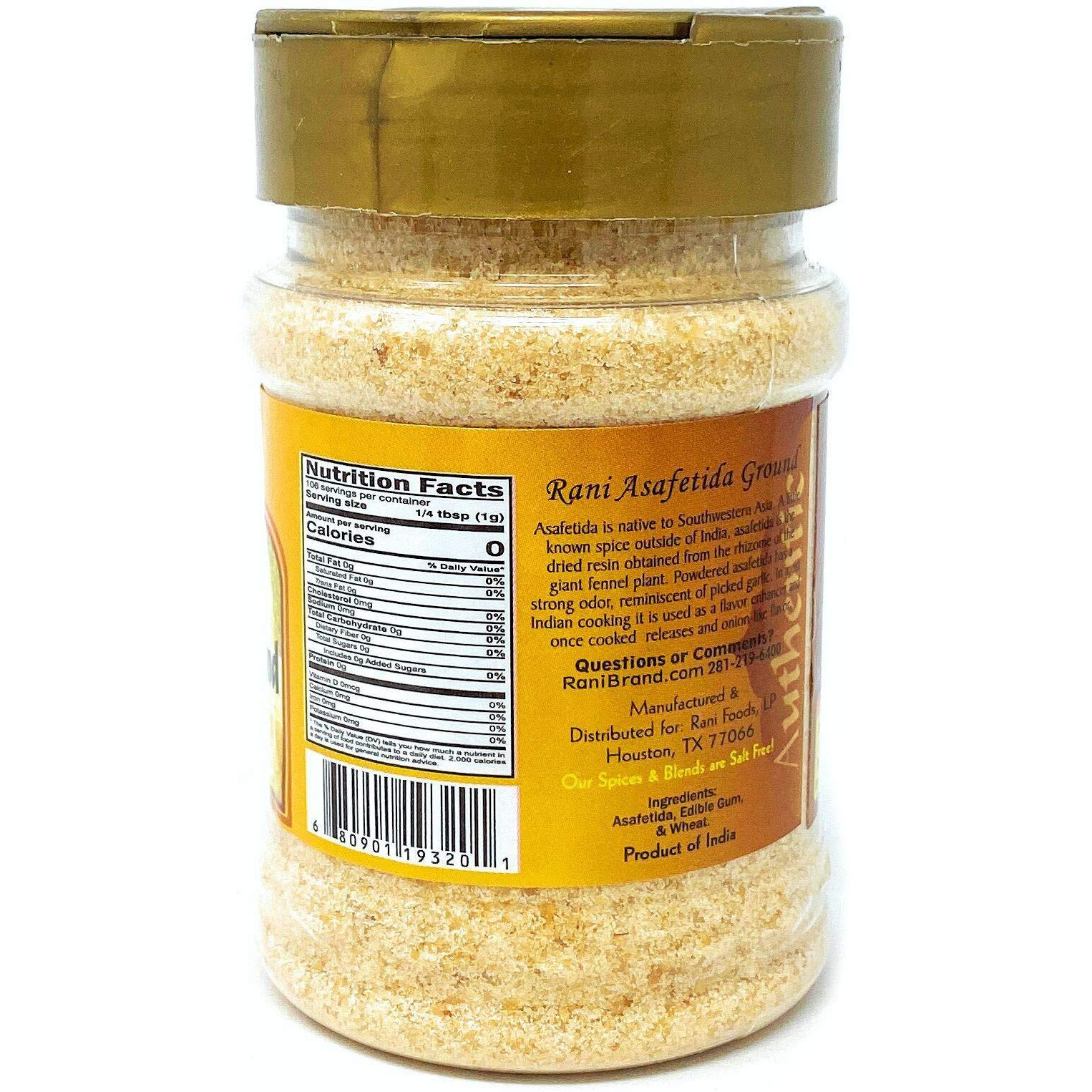 Rani Asafetida (Hing) Ground 3.75Oz (106G) Pet Jar ~ All Natural | Salt Free | Vegan | Non-Gmo | Asafoetida Indian Spice | Best For Onion Garlic Substitute