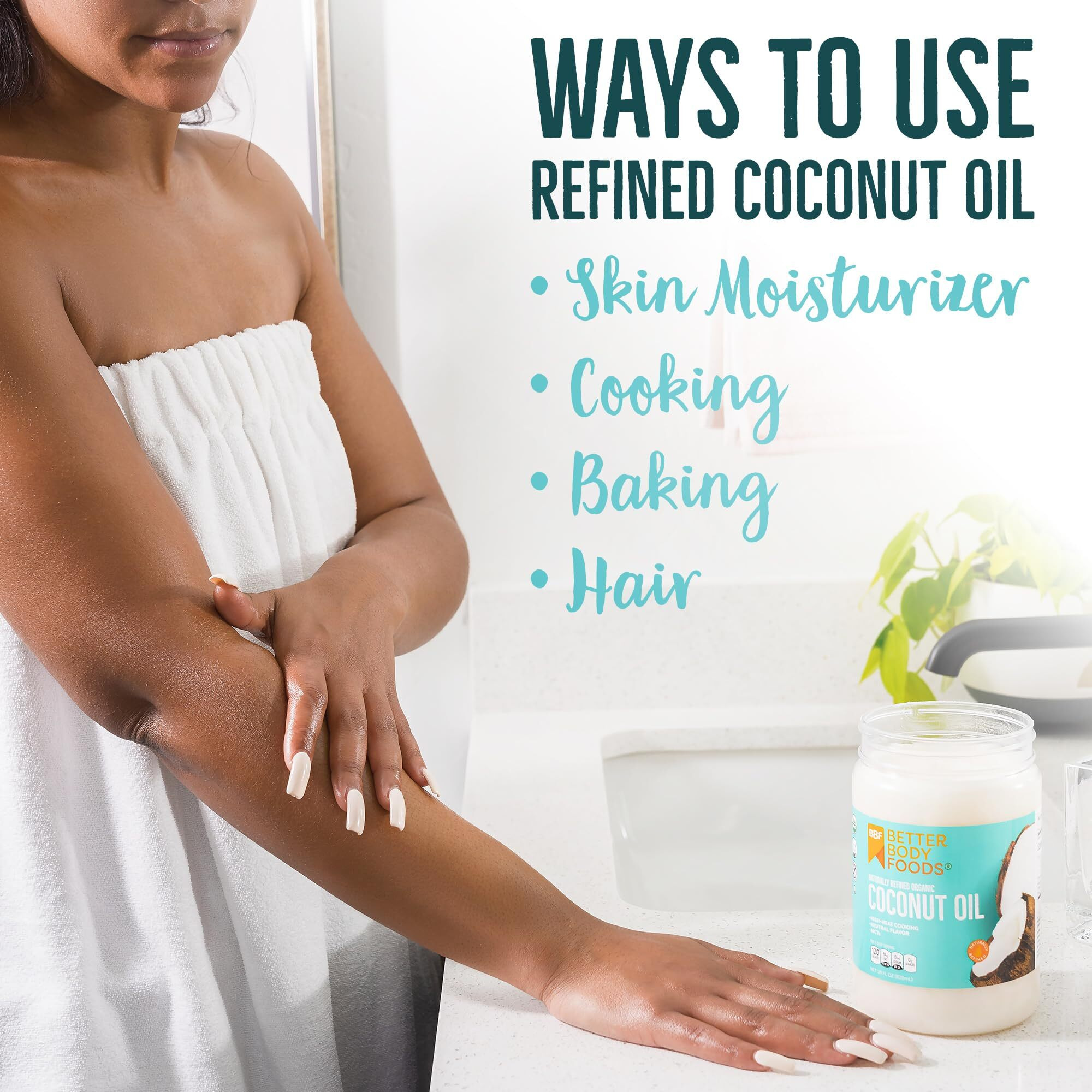 Betterbody Foods Organic, Naturally Refined Coconut Oil, 56 Fl Oz, All Purpose Oil For Cooking, Baking, Hair And Skin Care