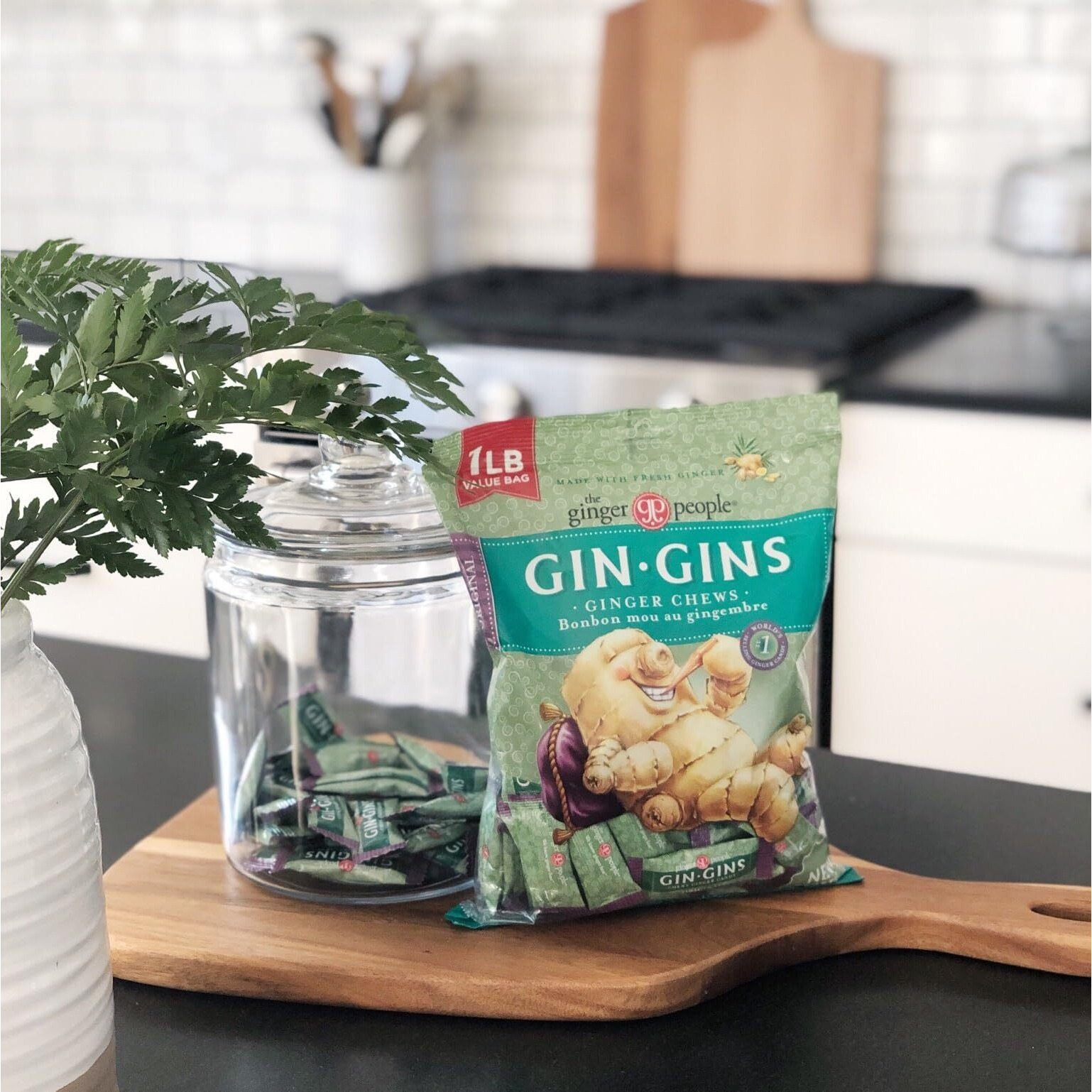 Gin Gins Original Chewy Ginger Candy By The Ginger People - Anti-Nausea And Digestion Aid, Individually Wrapped Healthy Candy - Original Ginger Flavor, Large 1 Lb Bag (16Oz) - Pack Of 1