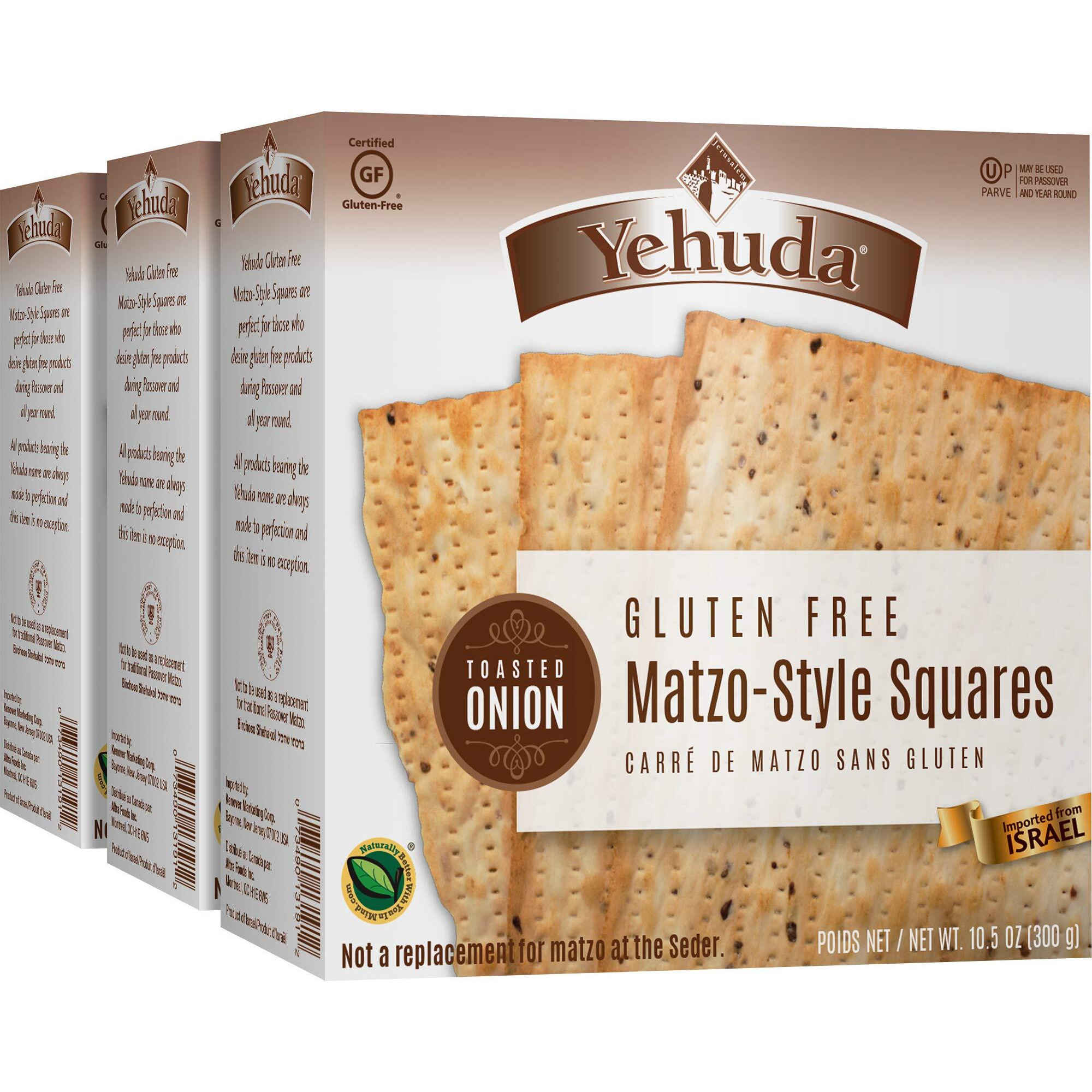Yehuda Gluten-Free Matzo Squares Toasted Onion, 10.5 Ounce (Pack Of 3)