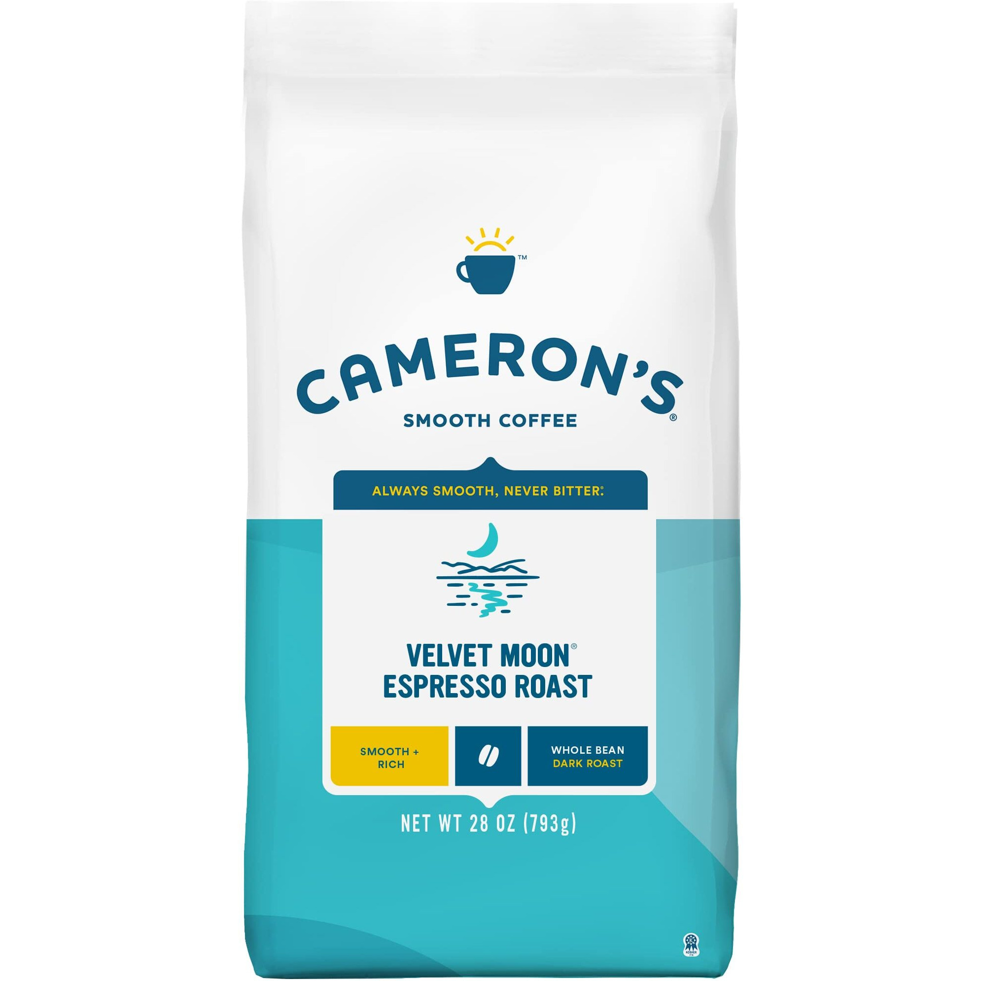 Cameron's Coffee Roasted Whole Bean Coffee, Velvet Moon Espresso Roast, 28 Ounce, (Pack Of 1)