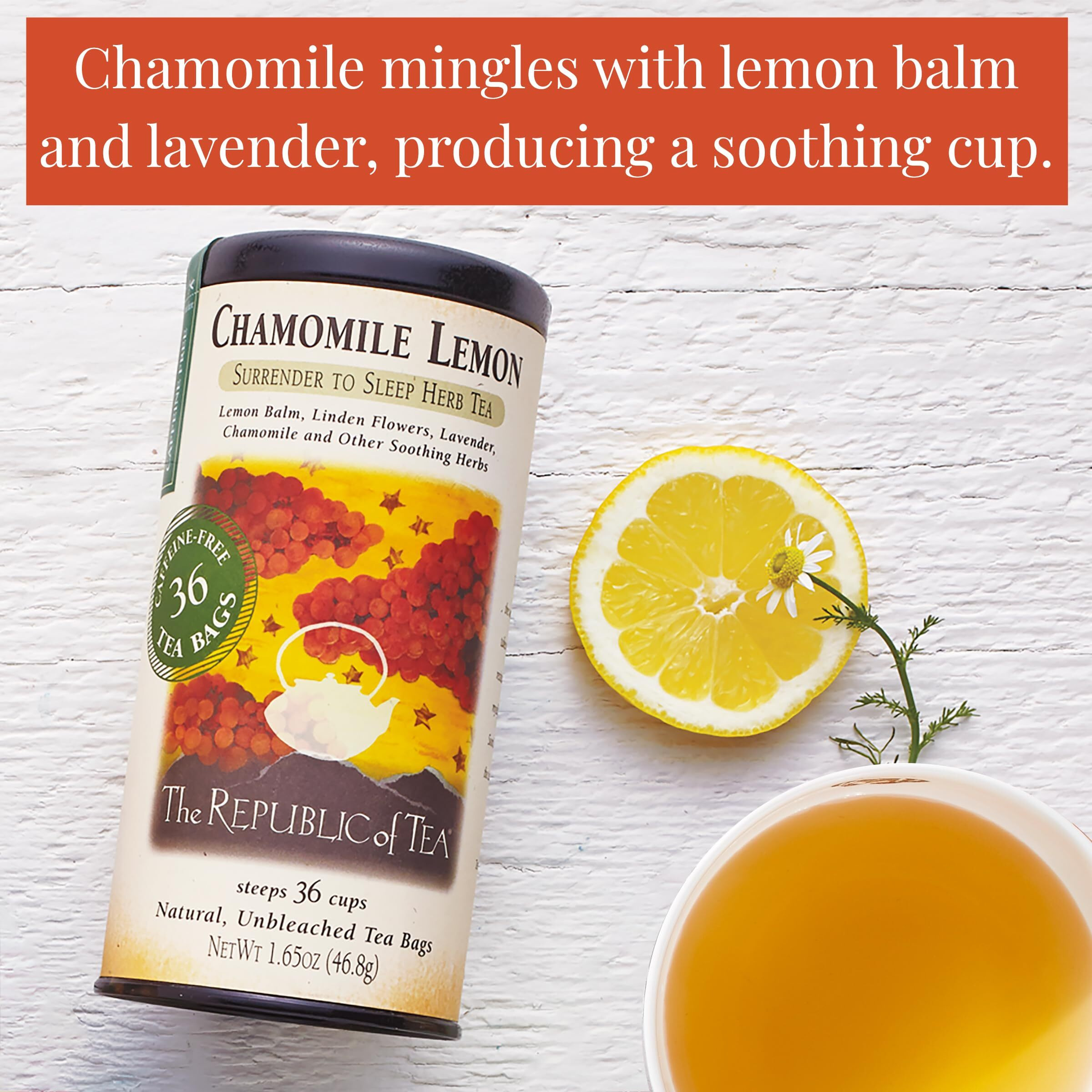 The Republic Of Tea Chamomile Lemon Herbal Tea, 36 Tea Bag Tin
