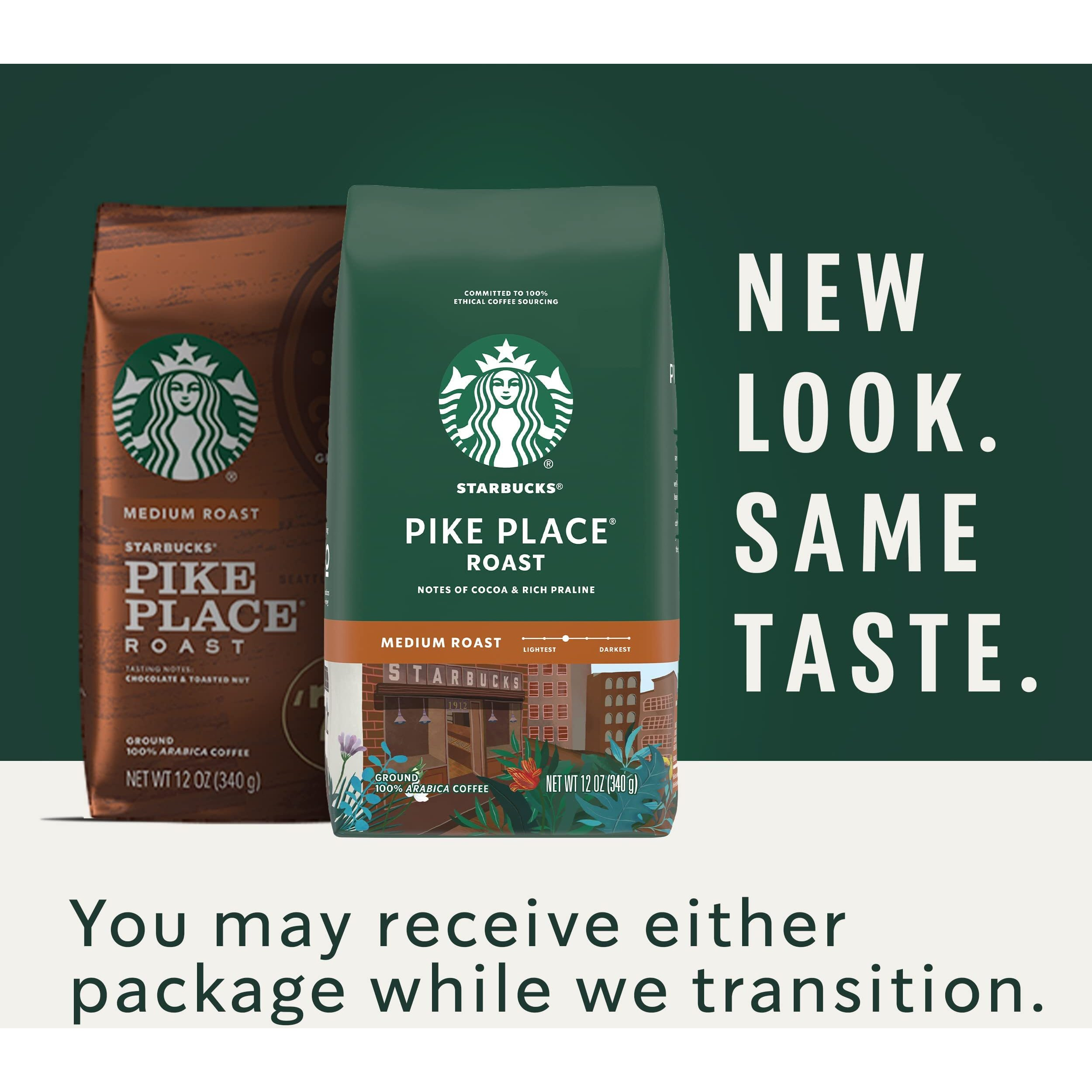 Starbucks Medium Roast Whole Bean Coffee - Pike Place Roast - 6 Bags (12 Oz. Each)
