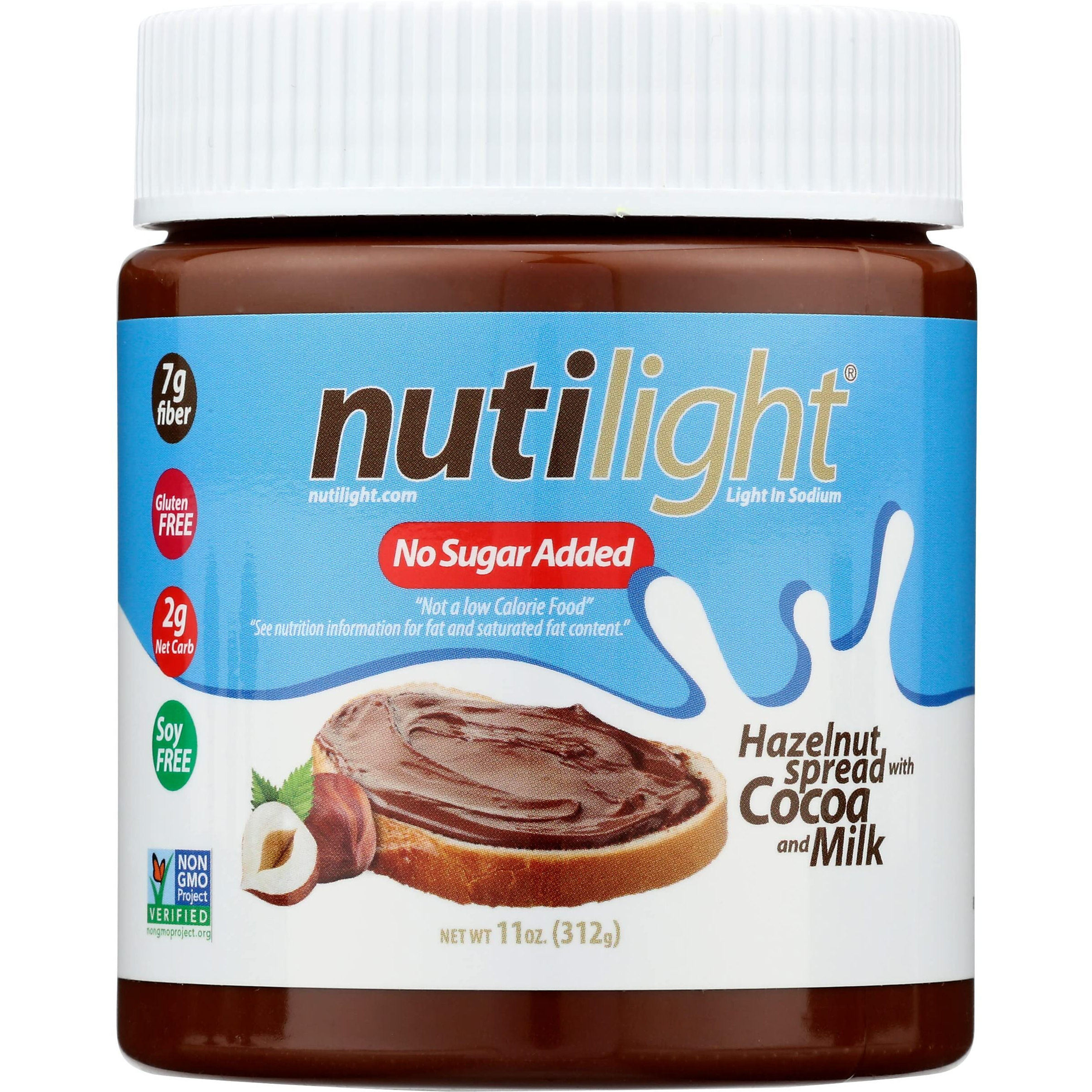 Nutilight No Sugar Added Hazelnut Spread With Cocoa And Milk, Keto And Diabetic Friendly, Non-Gmo, Gluten-Free, And Soy-Free, 11 Oz (Pack Of 1)