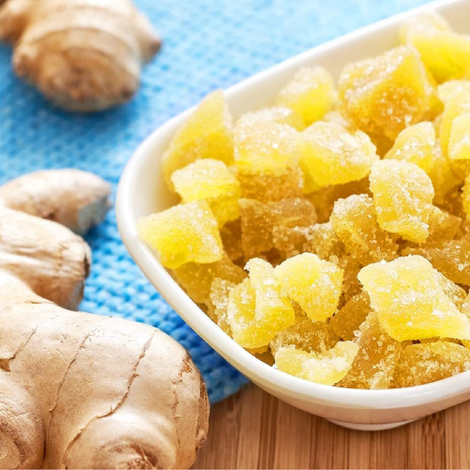 Oh Nuts Ginger Candy | Chewy Gummies With Crystallized Sugar Candied Coating | For Snacking, Nausea, Morning & Motion Sickness | Resealable 2Lb Bulk Bag Of Certified Kosher Bits For Premium Freshness