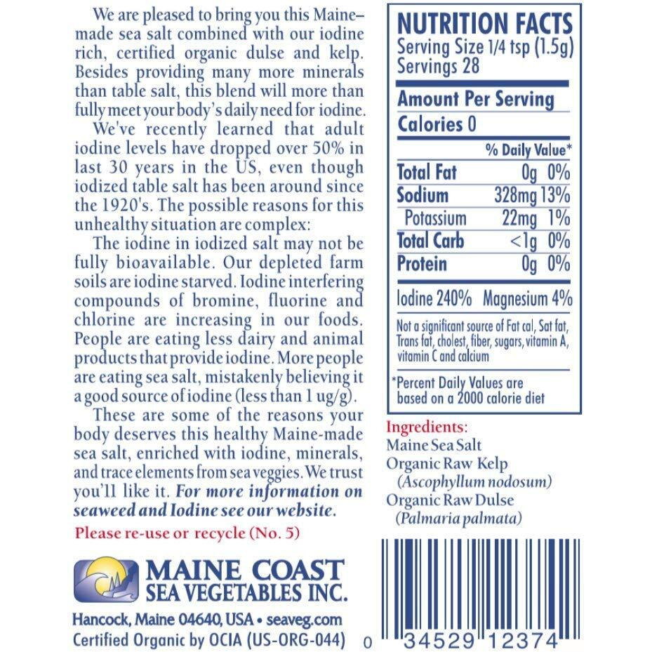Sea Salt With Sea Veg 1.5 Oz Shaker - Sea Seasonings - Organic