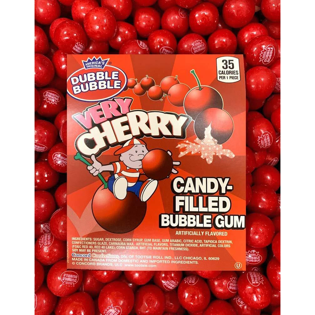 Very Cherry Dubble Bubble Gumballs | Candy Filled Bubble Gum Balls 1"" | 1.5 Pounds