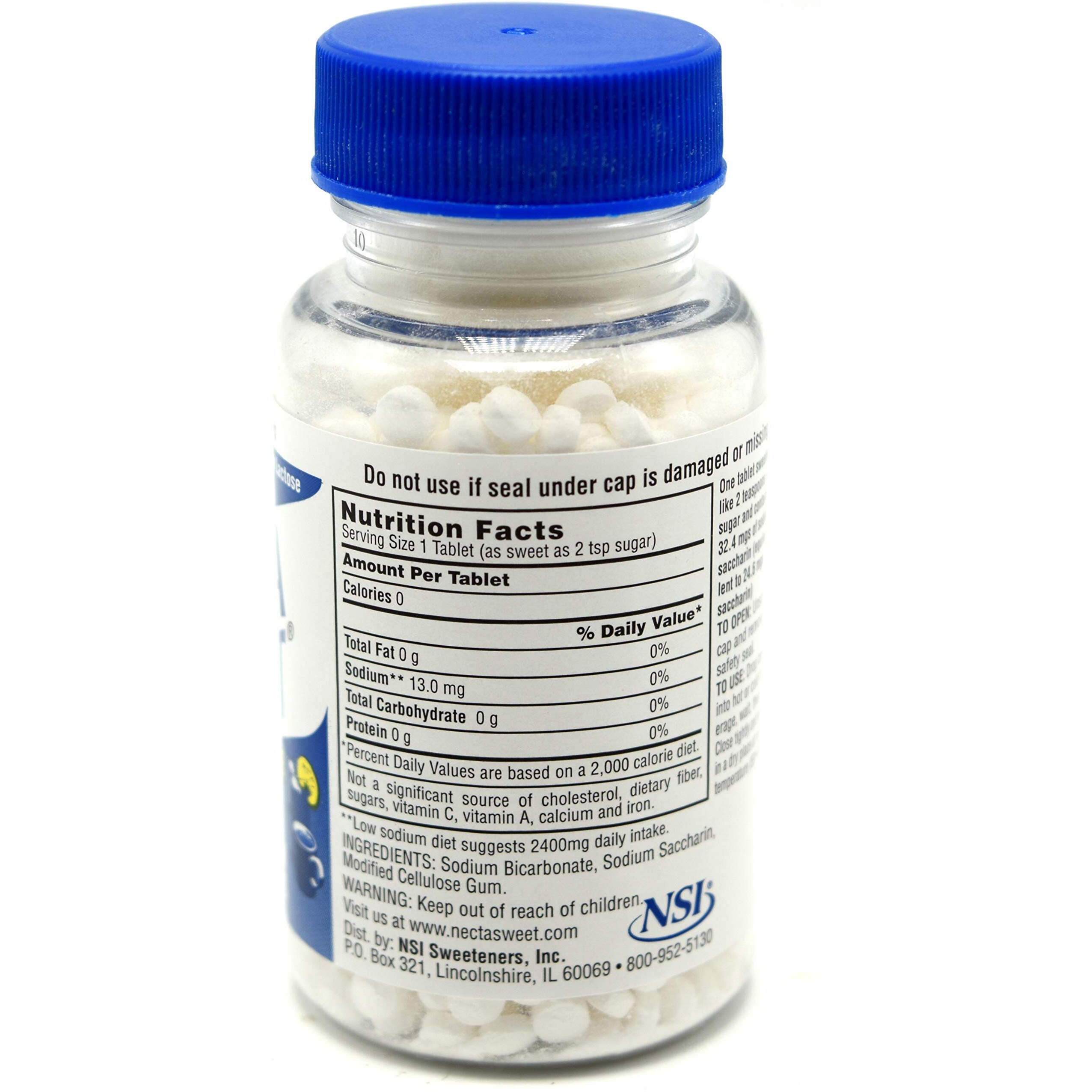 Necta Sweet Saccharin Tablets, 1/2 Grain, 1000 Tablet Bottle (Pack Of 2)