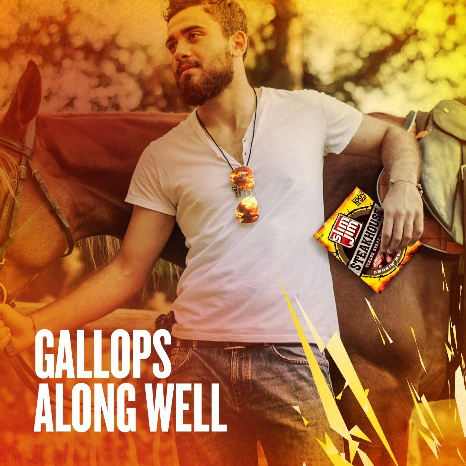 Slim Jim Steakhouse Beef Steak Strips, Smokin' Mesquite Flavored Meat Snacks, Easy, On-The-Go School, Work And Travel Snacks, 3.15 Oz Bag