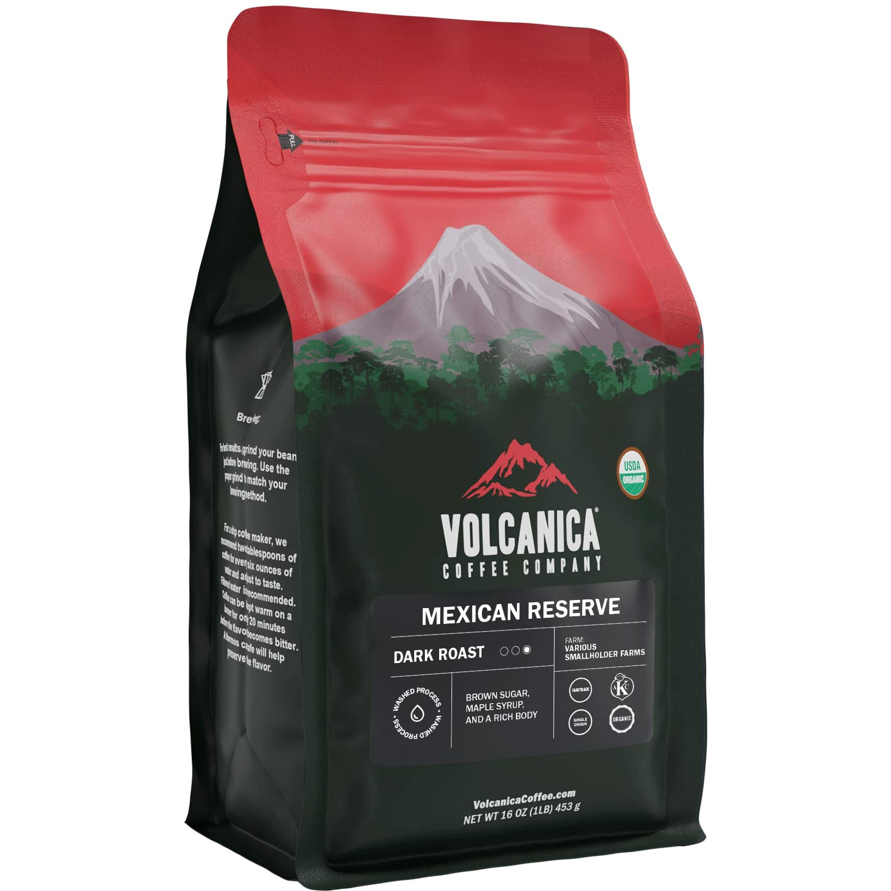 Mexican Coffee, Whole Bean, Medium Roast, Usda Organic, Fresh Roasted, 16-Ounce