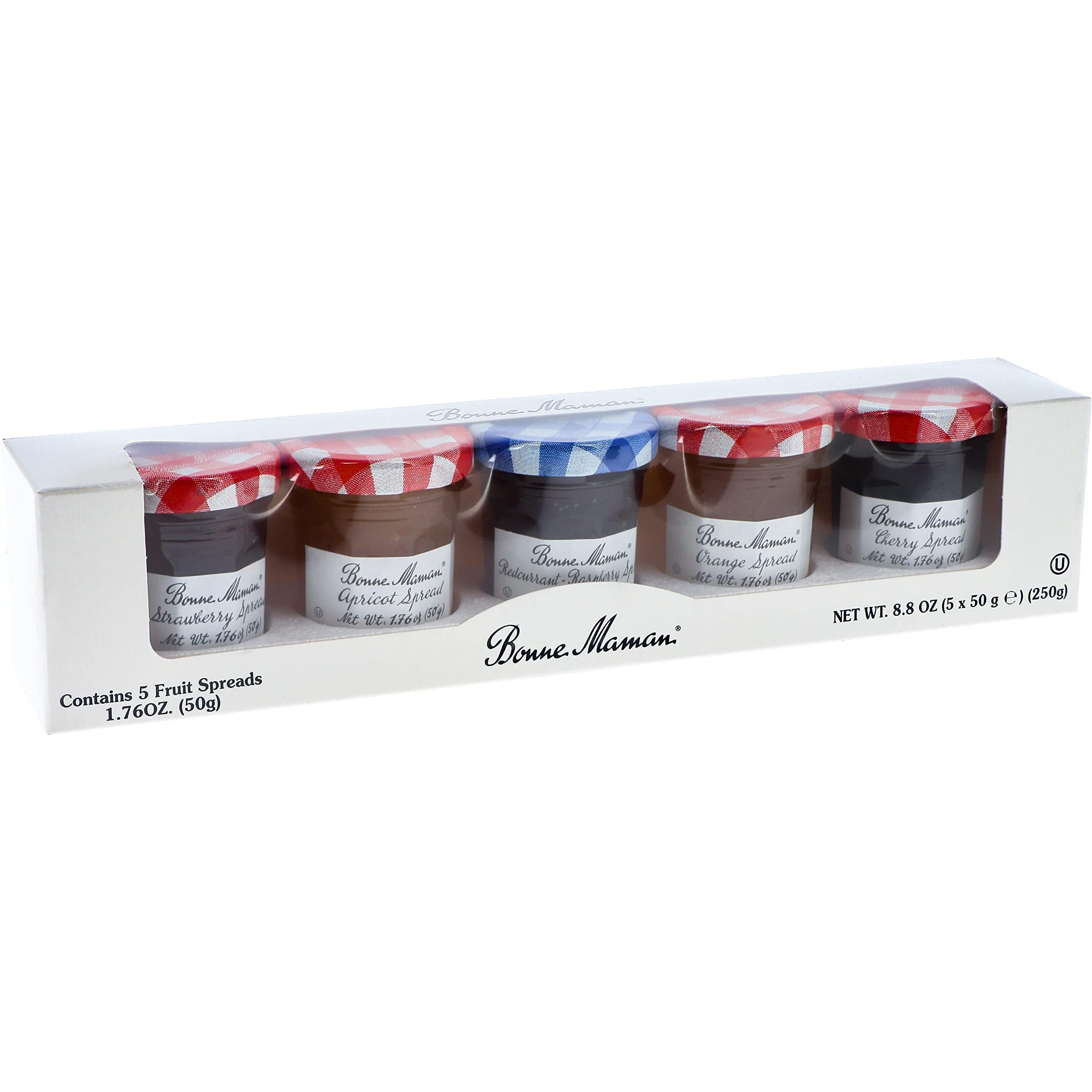 Bonne Maman Preserves Sampler Variety Pack (Apricot, Cherry, Orange, Red Currant, Strawberry), 1.76 Ounce Jars (Pack Of 5)