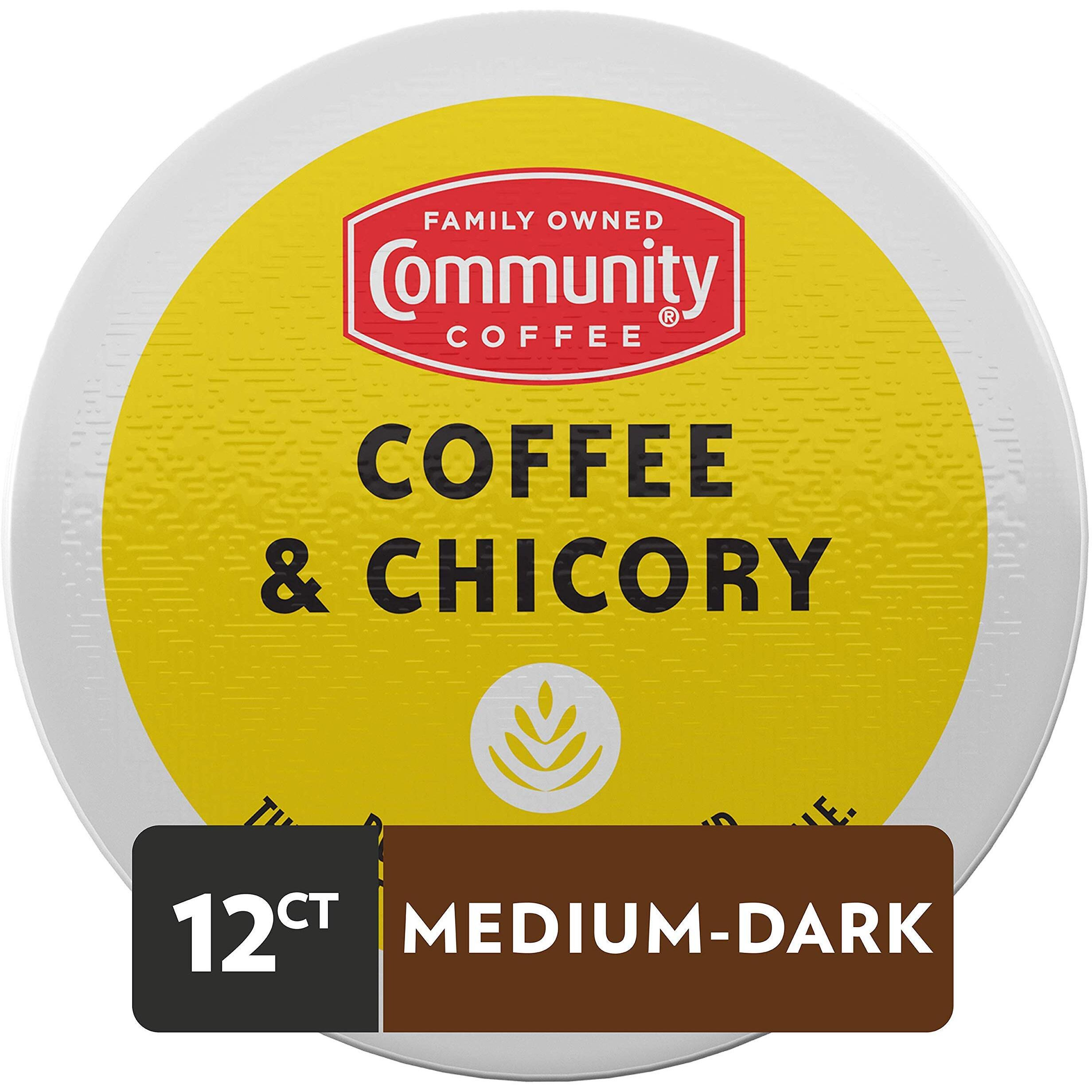 Community Coffee Coffee & Chicory 12 Count Coffee Pods, Medium-Dark Roast, Compatible With Keurig 2.0 K-Cup Brewers, 12 Count (Pack Of 1)
