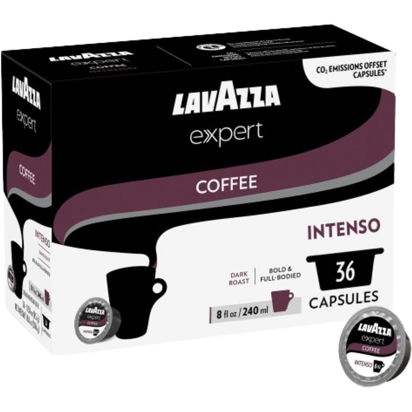 Lavazza Expert Intenso Coffee Capsules, Intense, Dark Roast, Intenisty 9 Out Of 10, Notes Of Spicy, Coffee Preparation, Blended And Roasted In Italy, (36 Capsules)