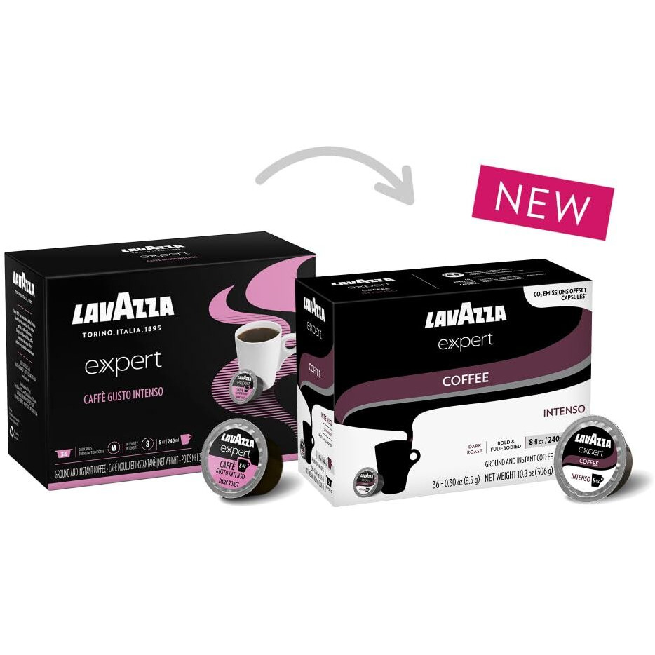 Lavazza Expert Intenso Coffee Capsules, Intense, Dark Roast, Intenisty 9 Out Of 10, Notes Of Spicy, Coffee Preparation, Blended And Roasted In Italy, (36 Capsules)