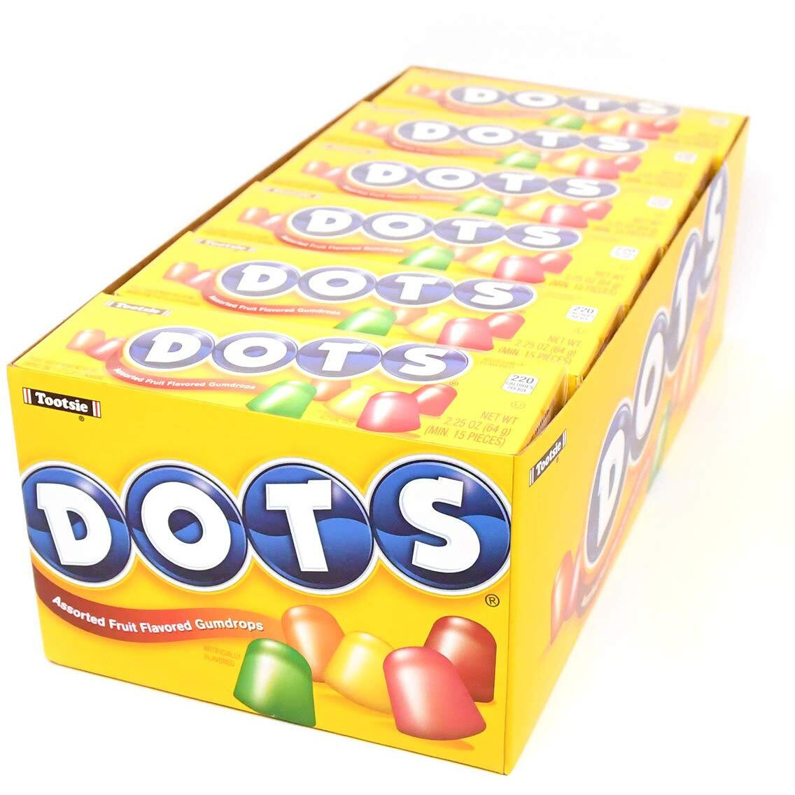 Dots Individually Wrapped Candy - Original Gummy Candy Flavors - Cherry, Lime, Orange, Lemon & Strawberry - Gluten Free, Kosher & Peanut Free Gumdrops - Bulk 24Ct, 2.2Oz Dots Candy Boxes