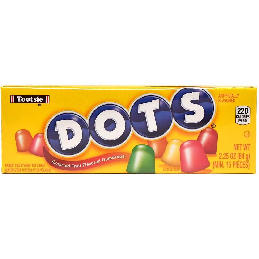 Dots Individually Wrapped Candy - Original Gummy Candy Flavors - Cherry, Lime, Orange, Lemon & Strawberry - Gluten Free, Kosher & Peanut Free Gumdrops - Bulk 24Ct, 2.2Oz Dots Candy Boxes