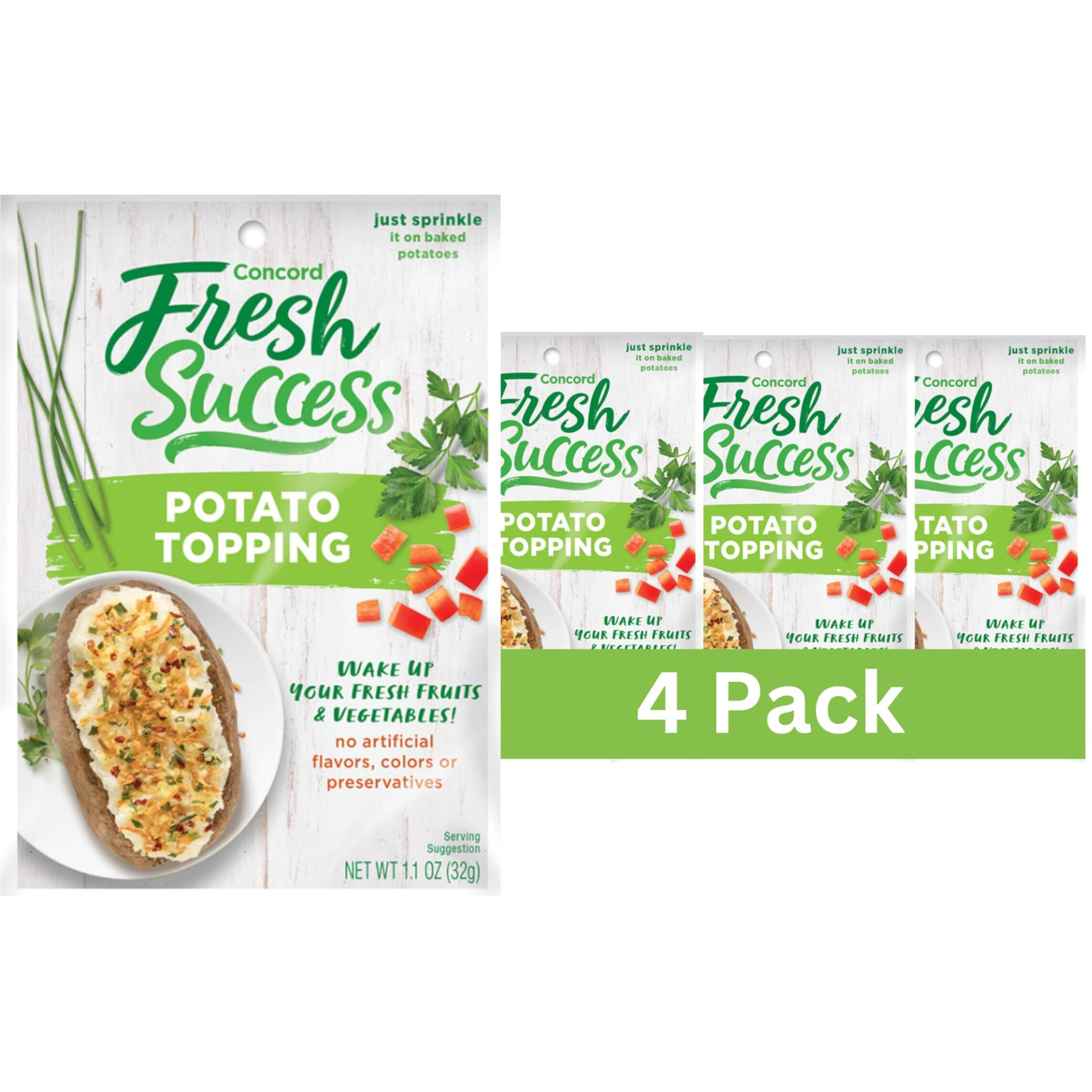 Concord Foods Potato Topping Elevate Your Potatoes With Crunchy Flavor - Versatile Blend Of Ingredients For Baked, Boiled, Or Mashed Potatoes, 1.1 Oz Pouch (Pack Of 4)