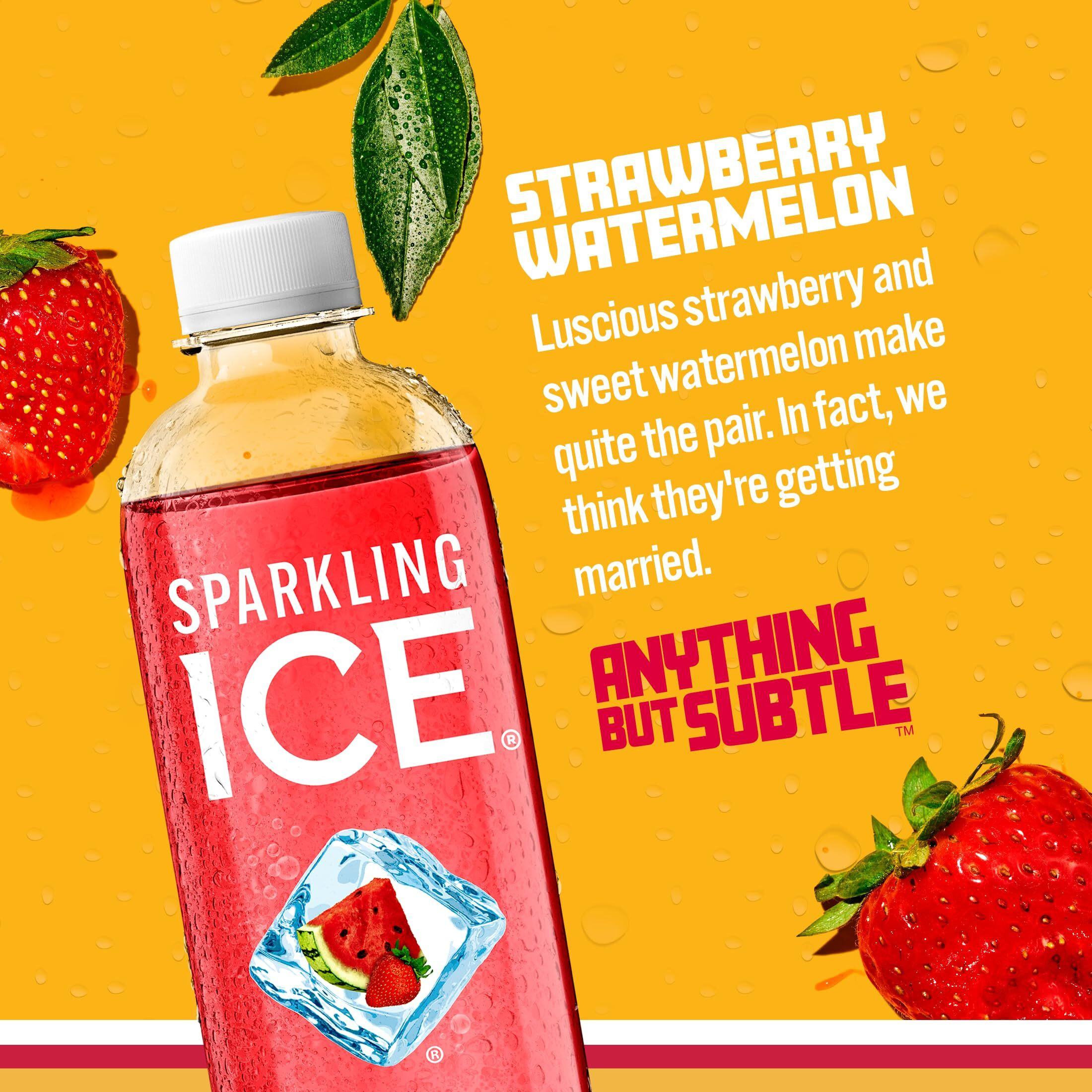 Sparkling Ice, Strawberry Watermelon Sparkling Water, Zero Sugar Flavored Water, With Vitamins And Antioxidants, Low Calorie Beverage, 17 Fl Oz Bottles (Pack Of 12)