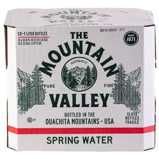 The Mountain Valley 1 Liter Spring Water In Glass Bottle 1 Liter (Pack Of 12)